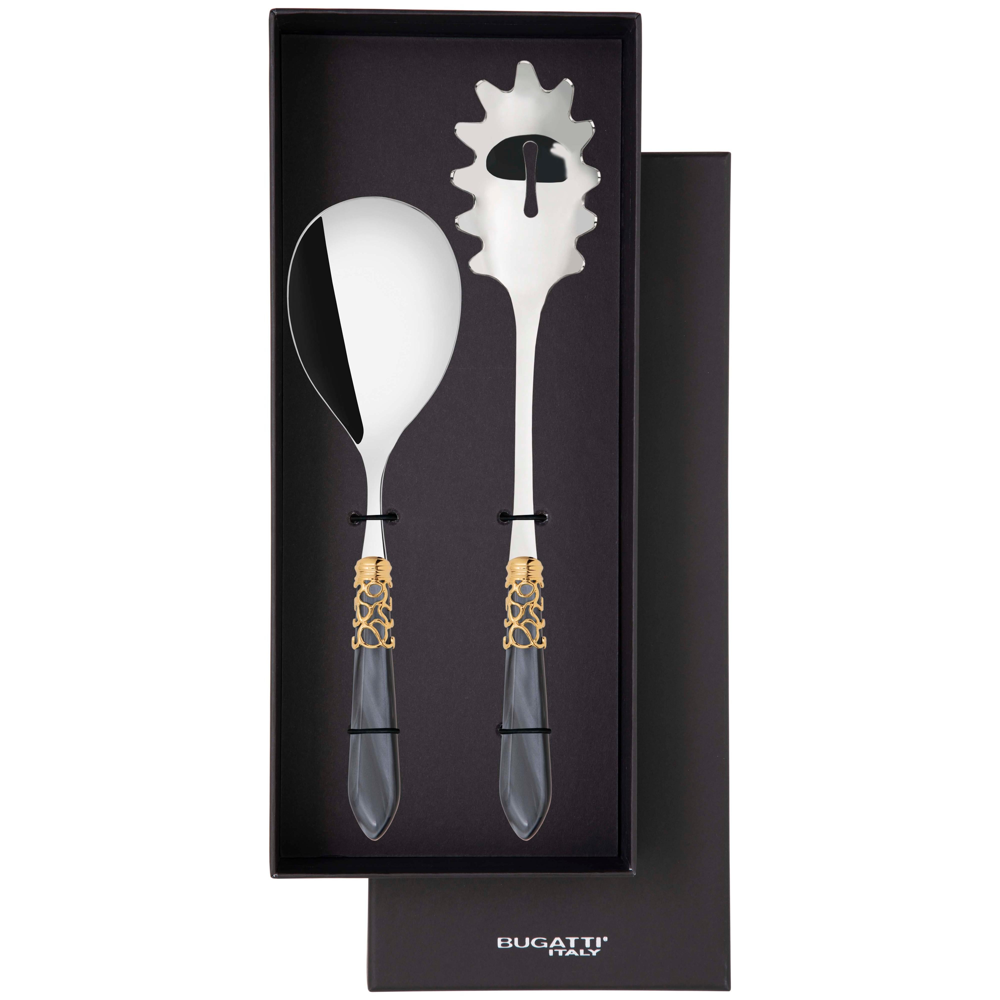 Melodia Gold 2 Piece Pasta Set in gift box - charcoal