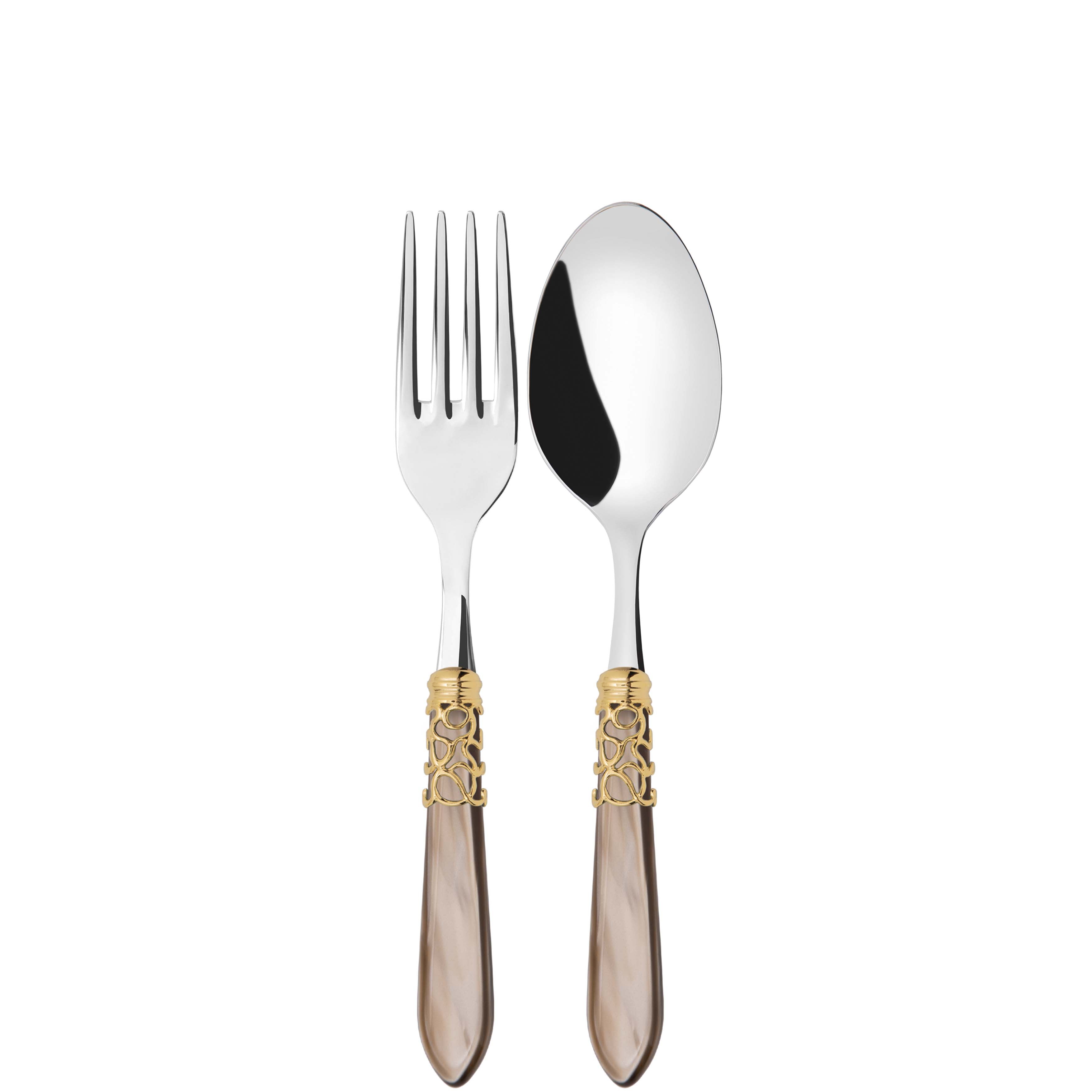 Melodia Gold 2 Piece Serving Set - Taupe