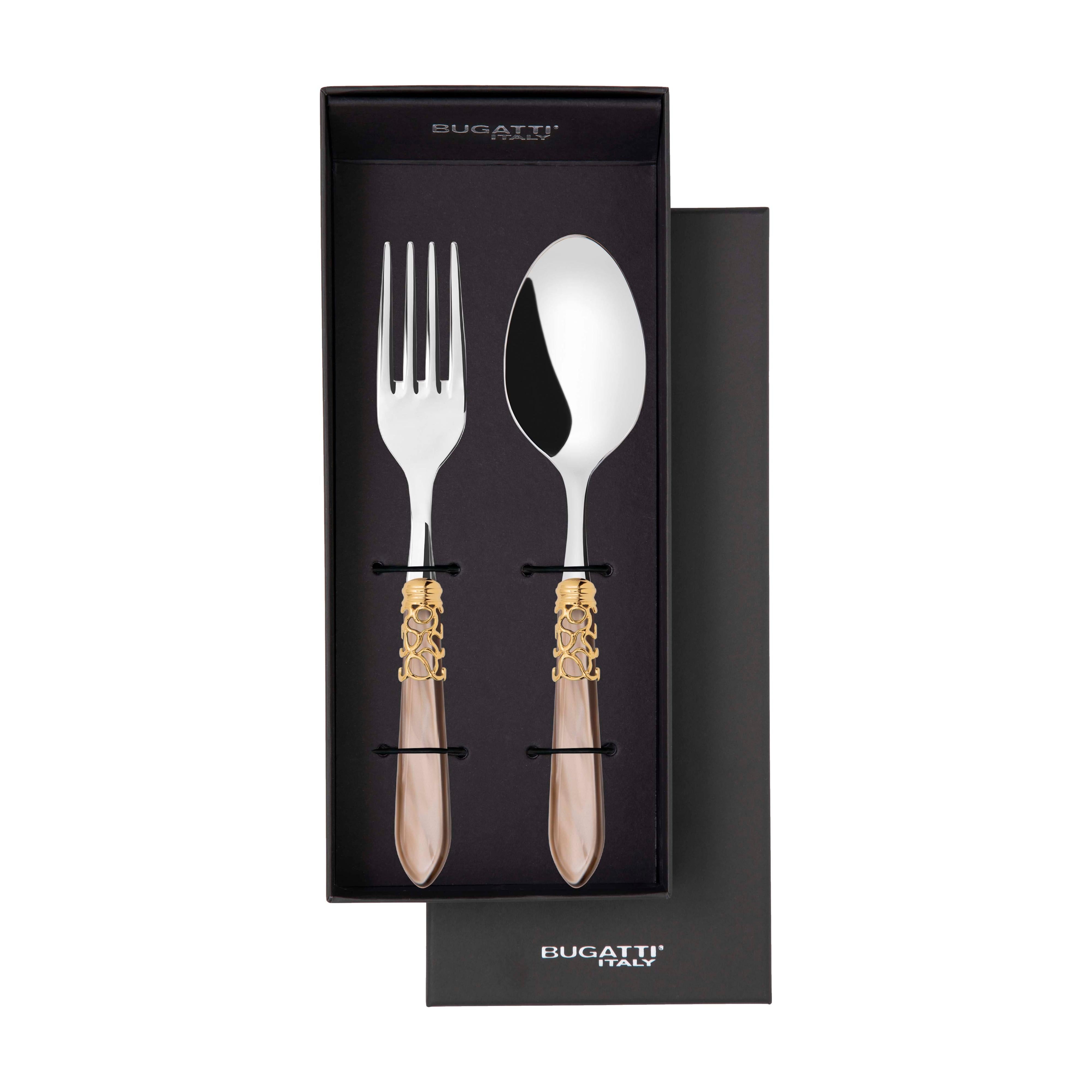 Melodia Gold 2 Piece Serving Set - Taupe