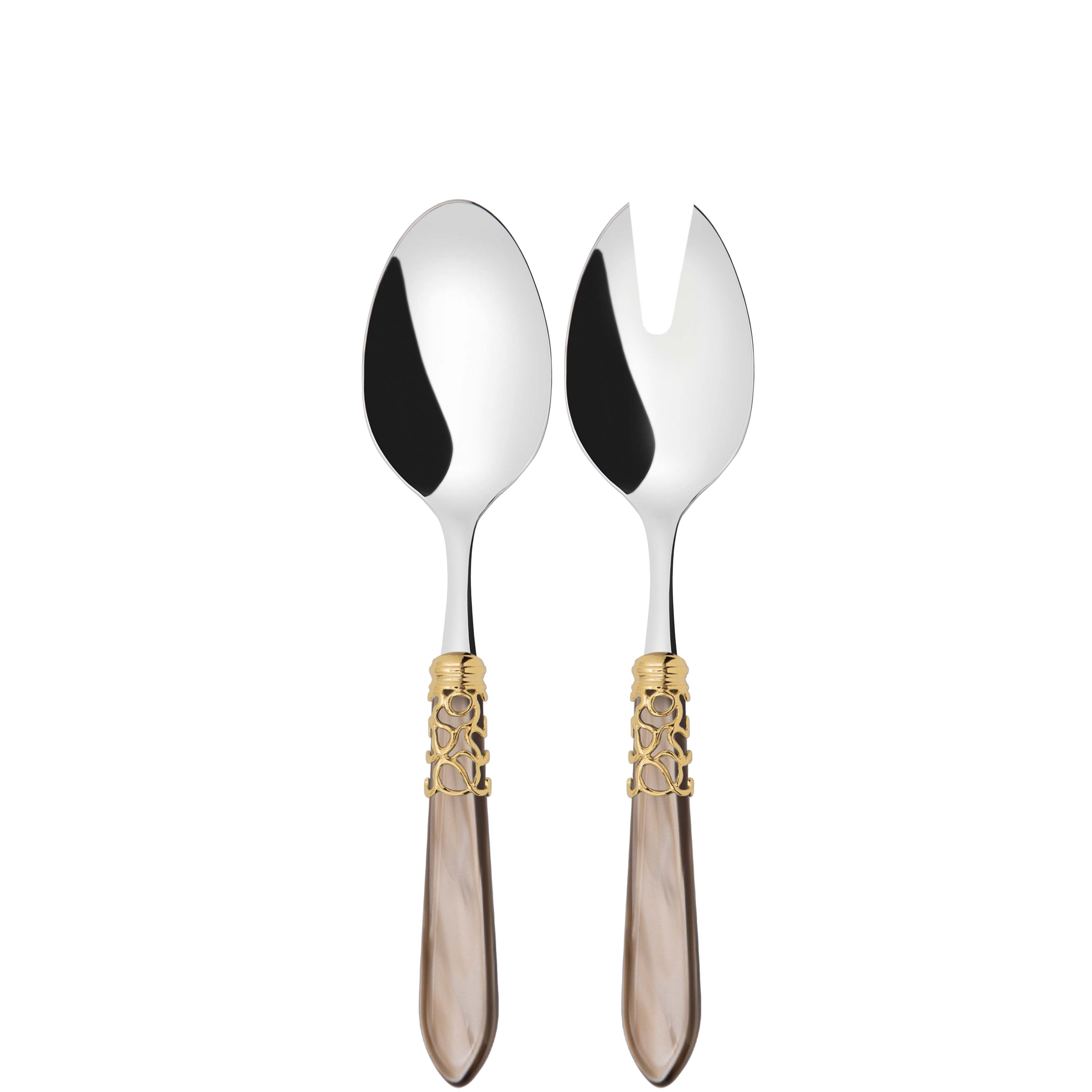 Melodia Gold 2 Piece Salad Servers - Taupe