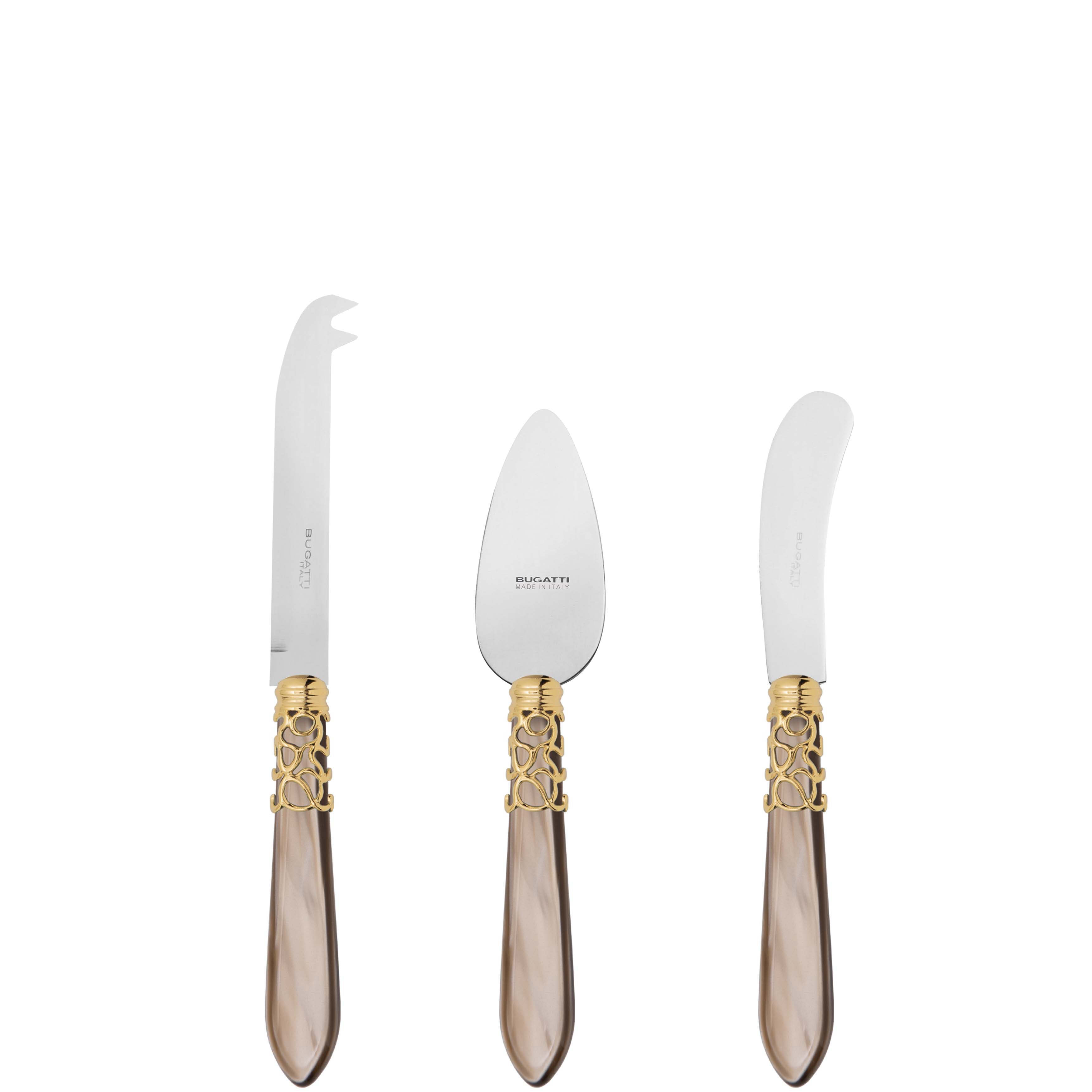 Melodia Gold 3 Piece Cheese Knife Set - taupe
