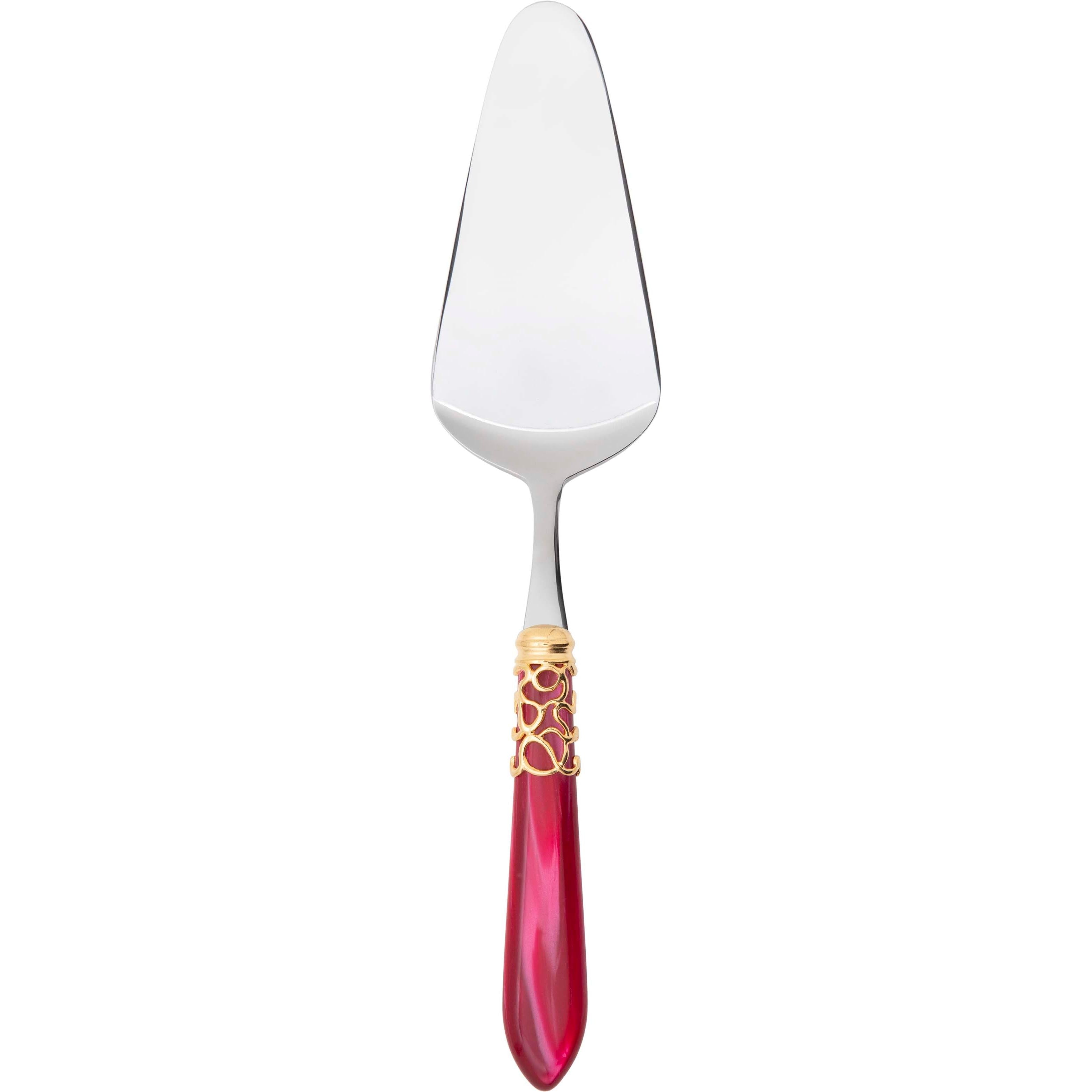 Melodia Gold Cake Server Rounded - raspberry