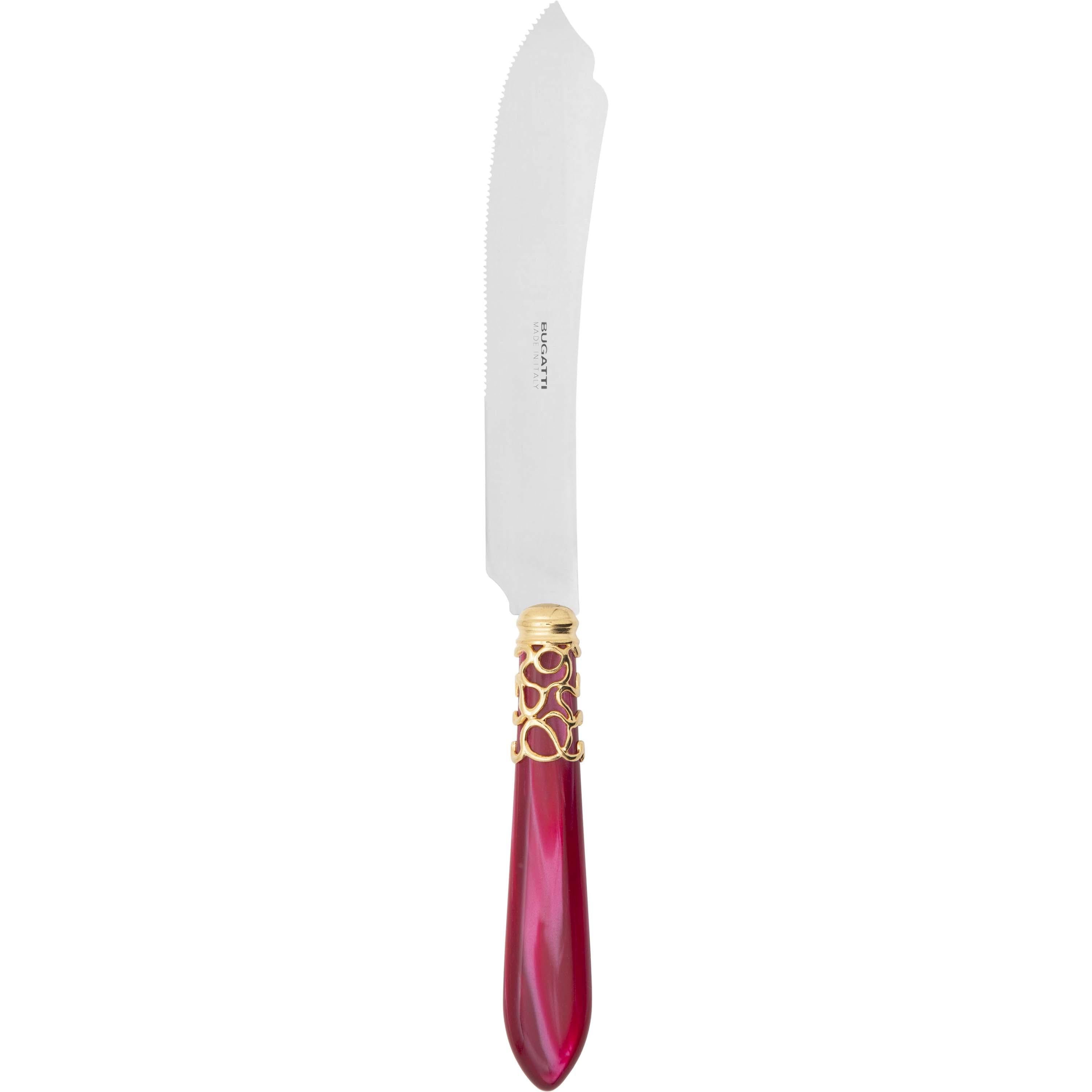 Melodia Gold Cake Knife 28 cm (11.02 inch) - raspberry-Casa Bugatti USA