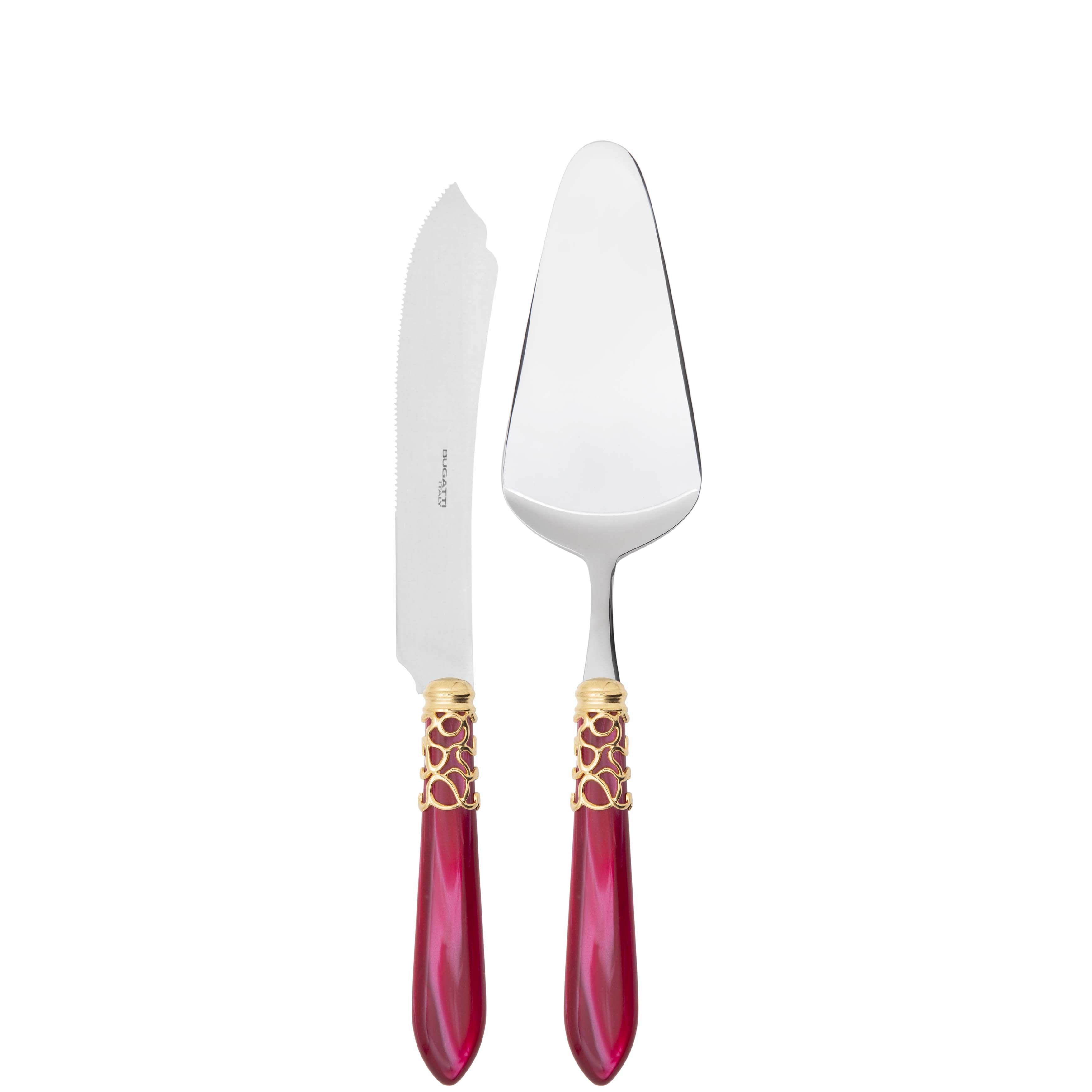 Melodia Gold 2 Piece Cake Serving set - Raspberry