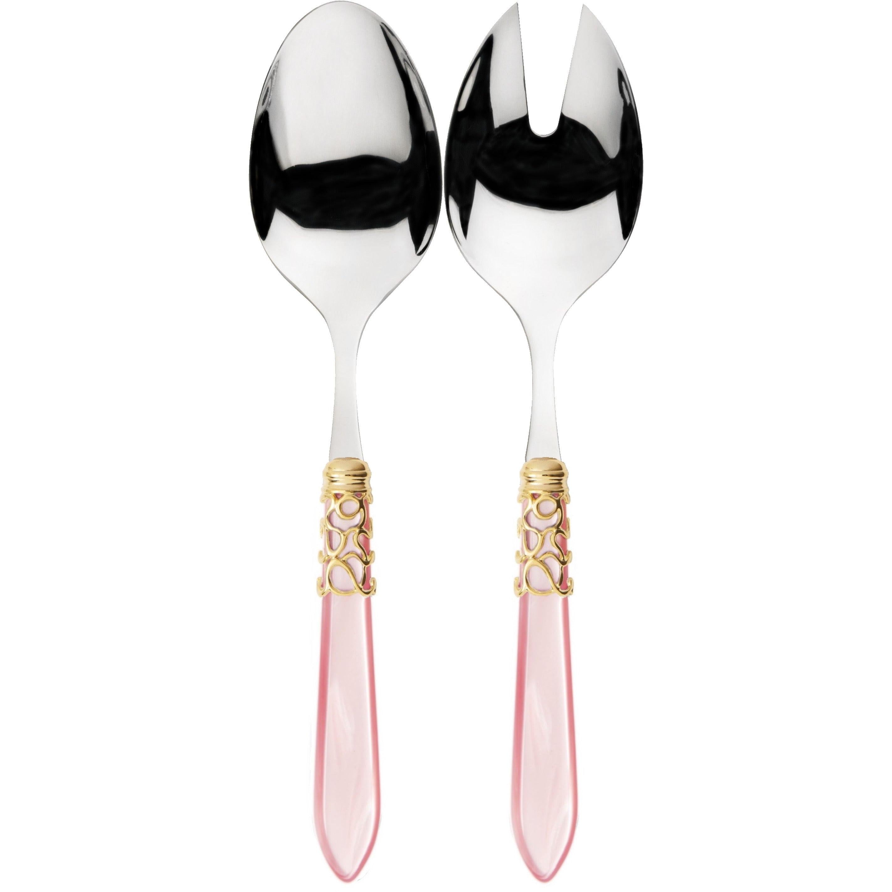 Melodia Gold 2 Piece Salad Servers - Pink