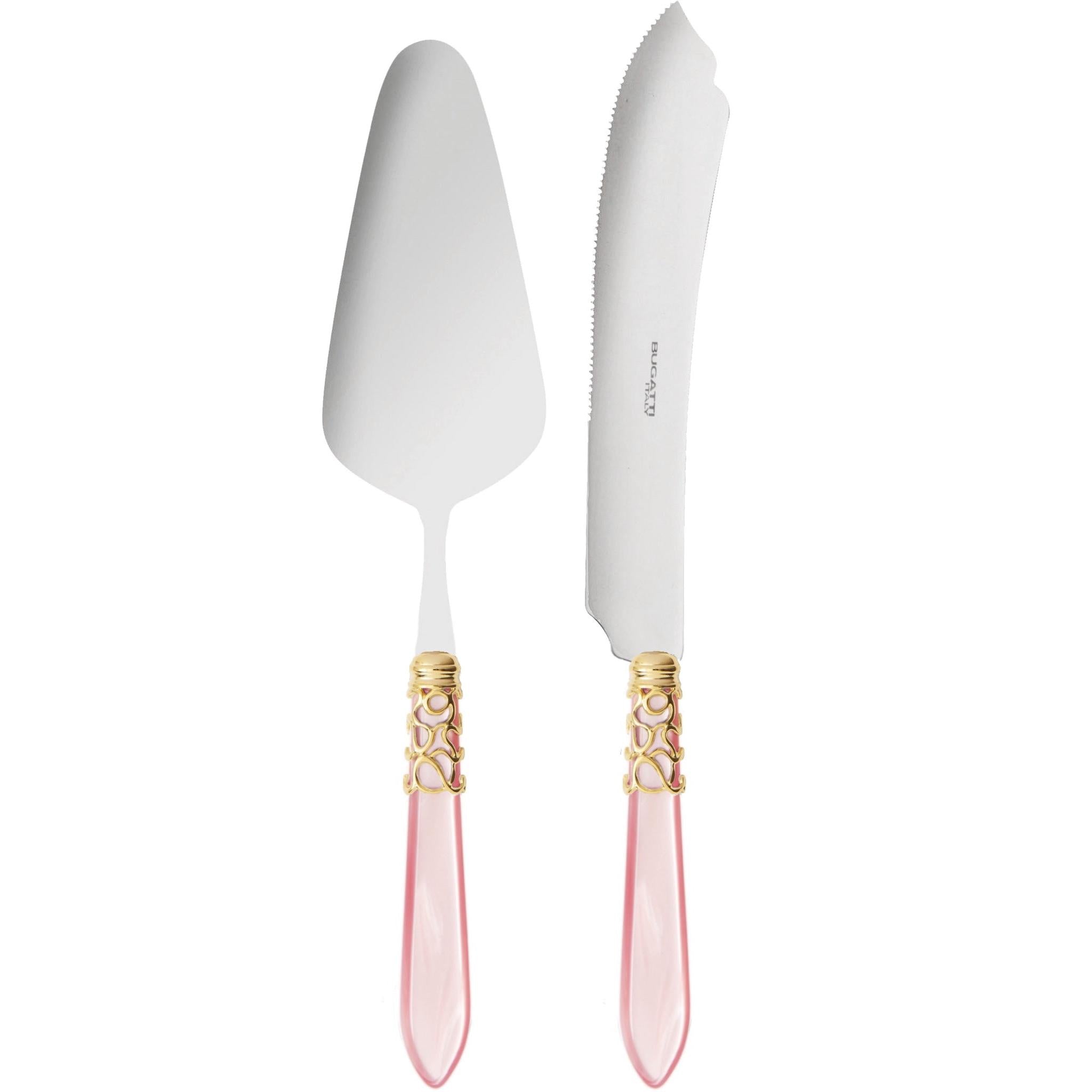 Melodia Gold 2 Piece Cake Serving set - Pink