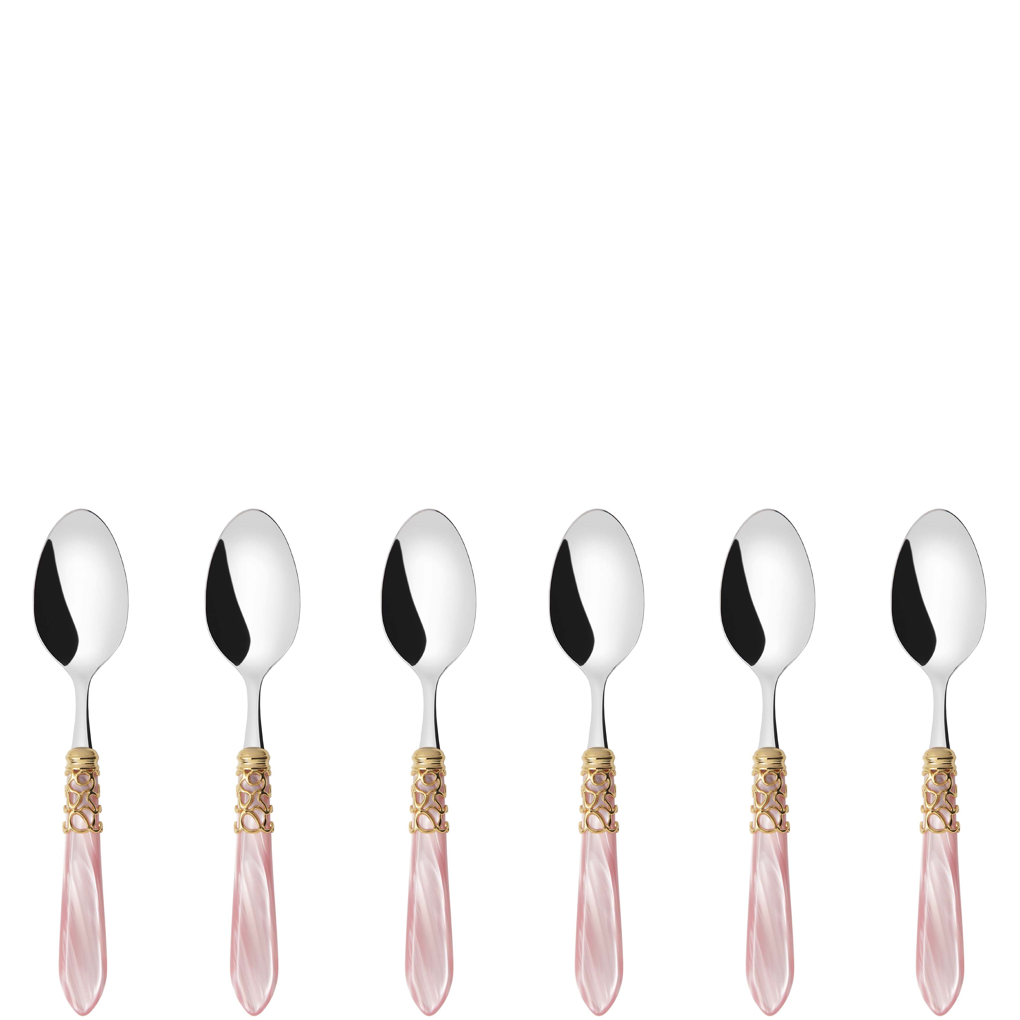 Melodia Gold 6 Piece Coffee Spoon Set in gift box - pink