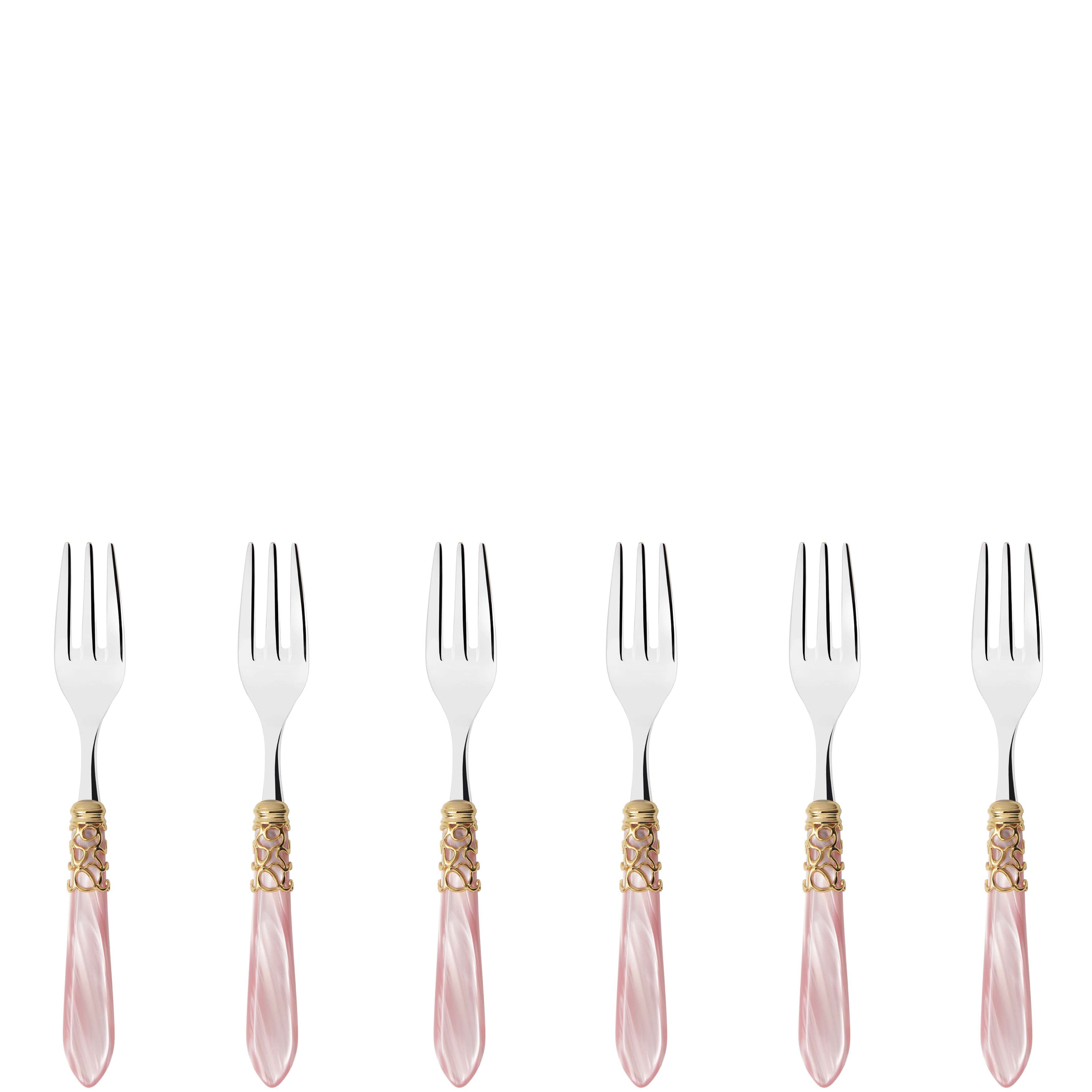 Melodia Gold Cake / Cocktail Forks Set - pink