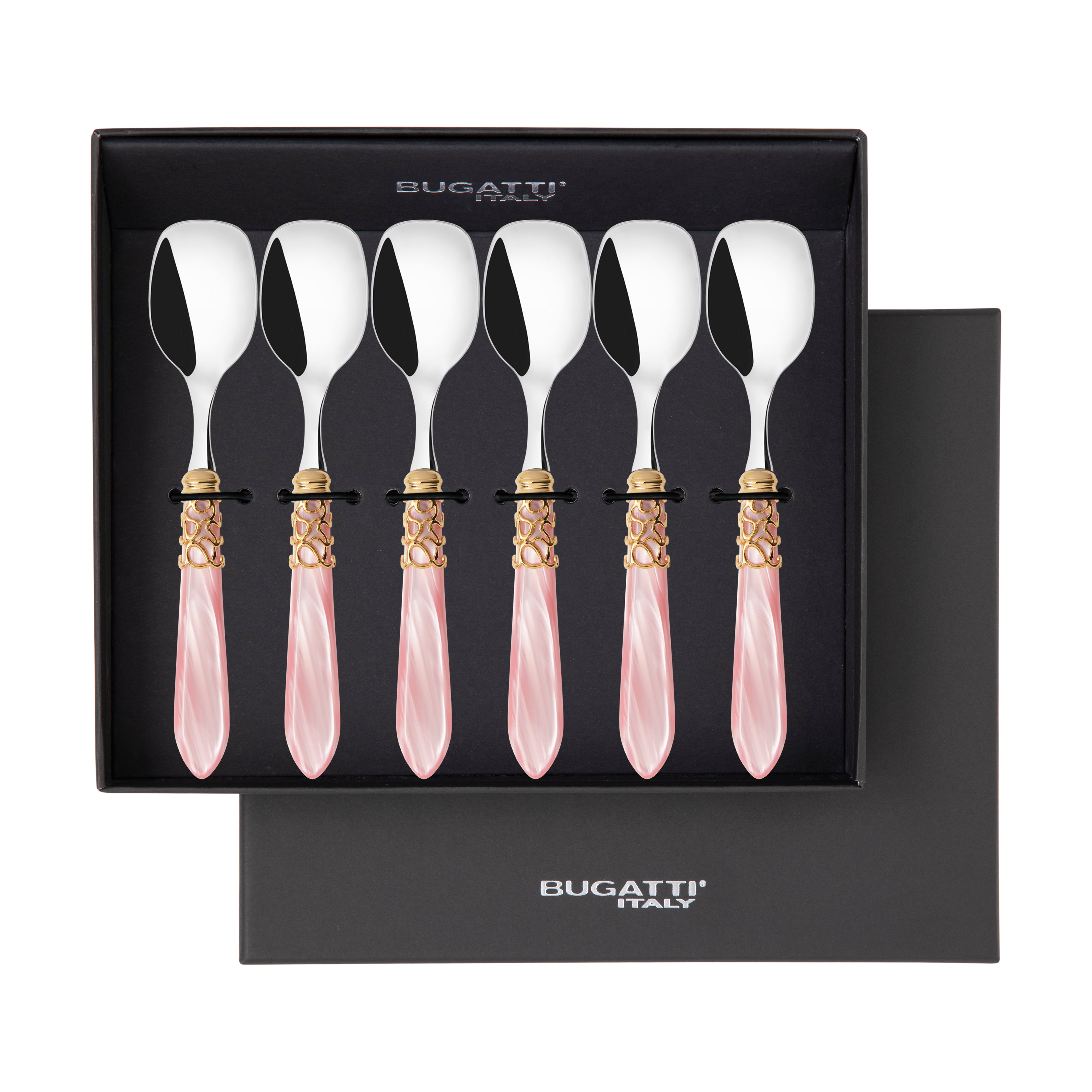 Melodia Gold Ice Cream Spoons Set in gift box - pink