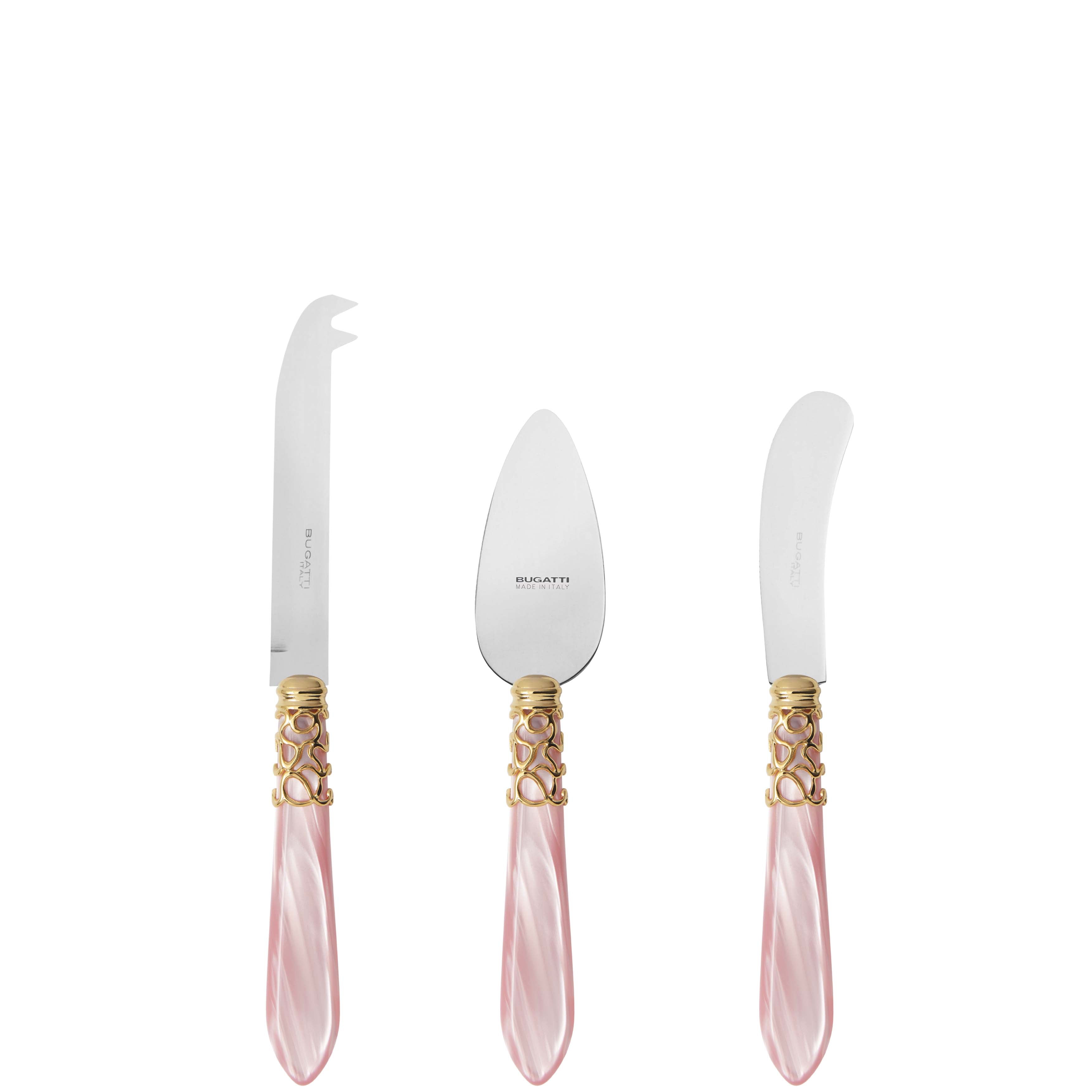 Melodia Gold 3 Piece Cheese Knife Set - pink