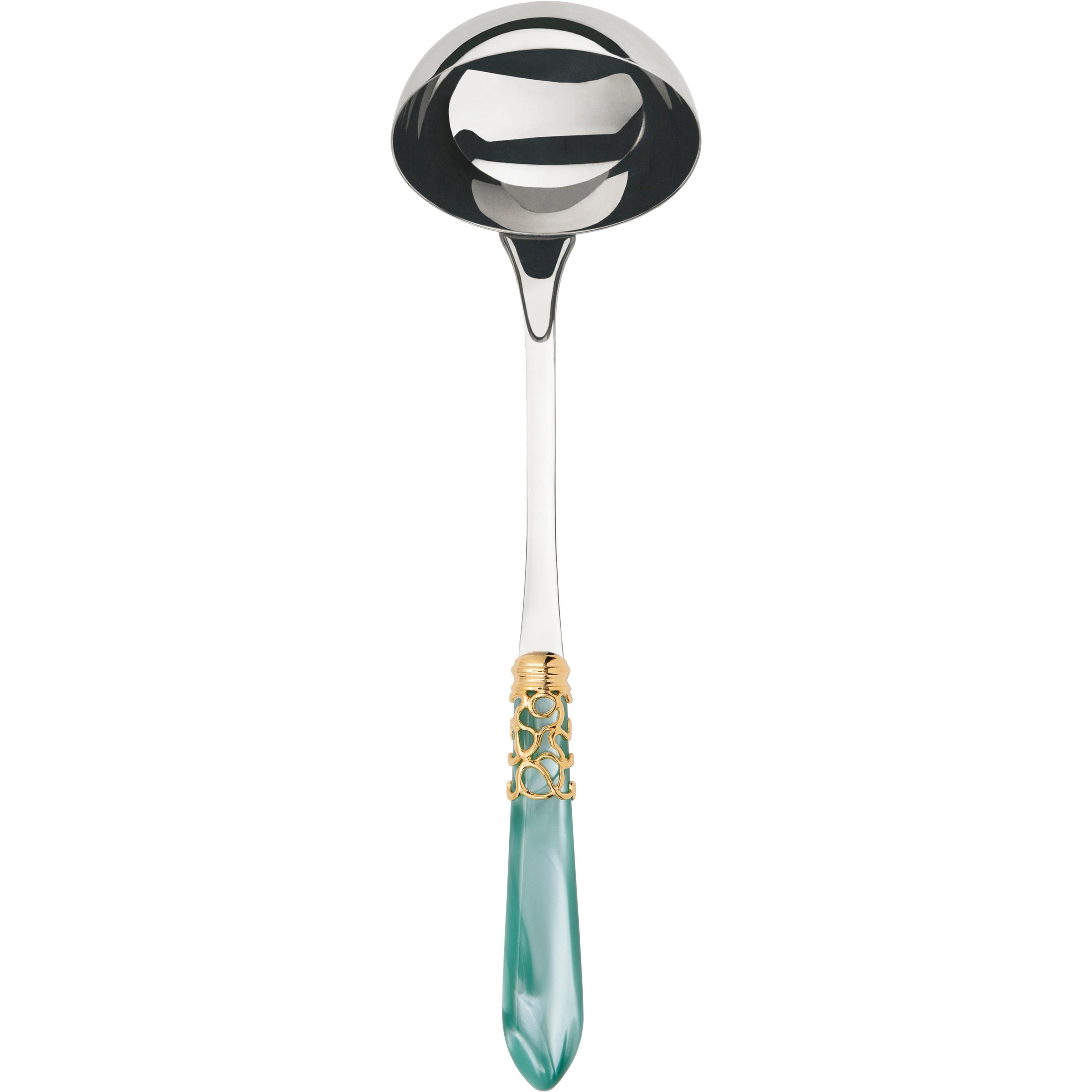Melodia Gold Soup Ladle - aqua
