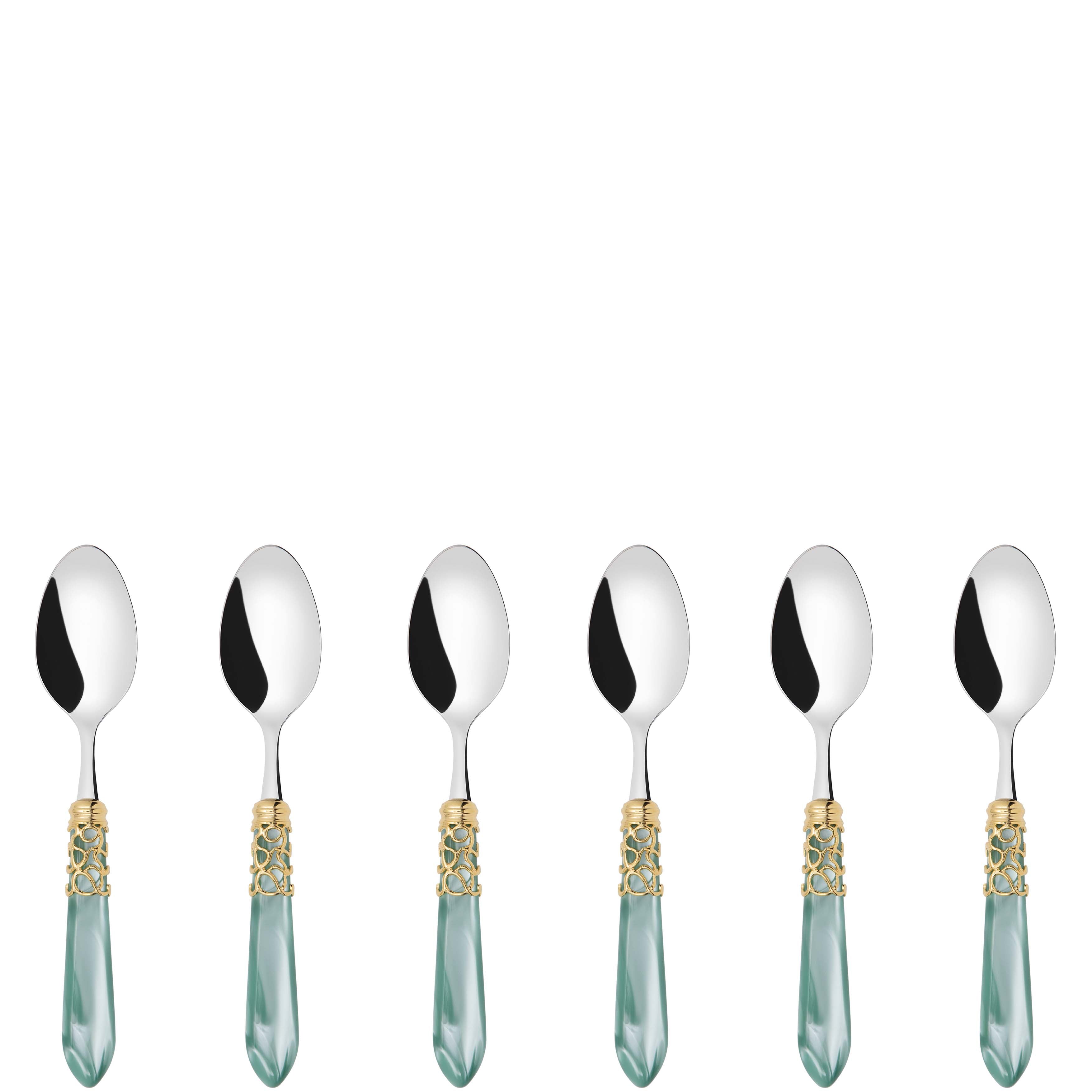 Melodia Gold 6 Piece Coffee Spoon Set in gift box - aqua
