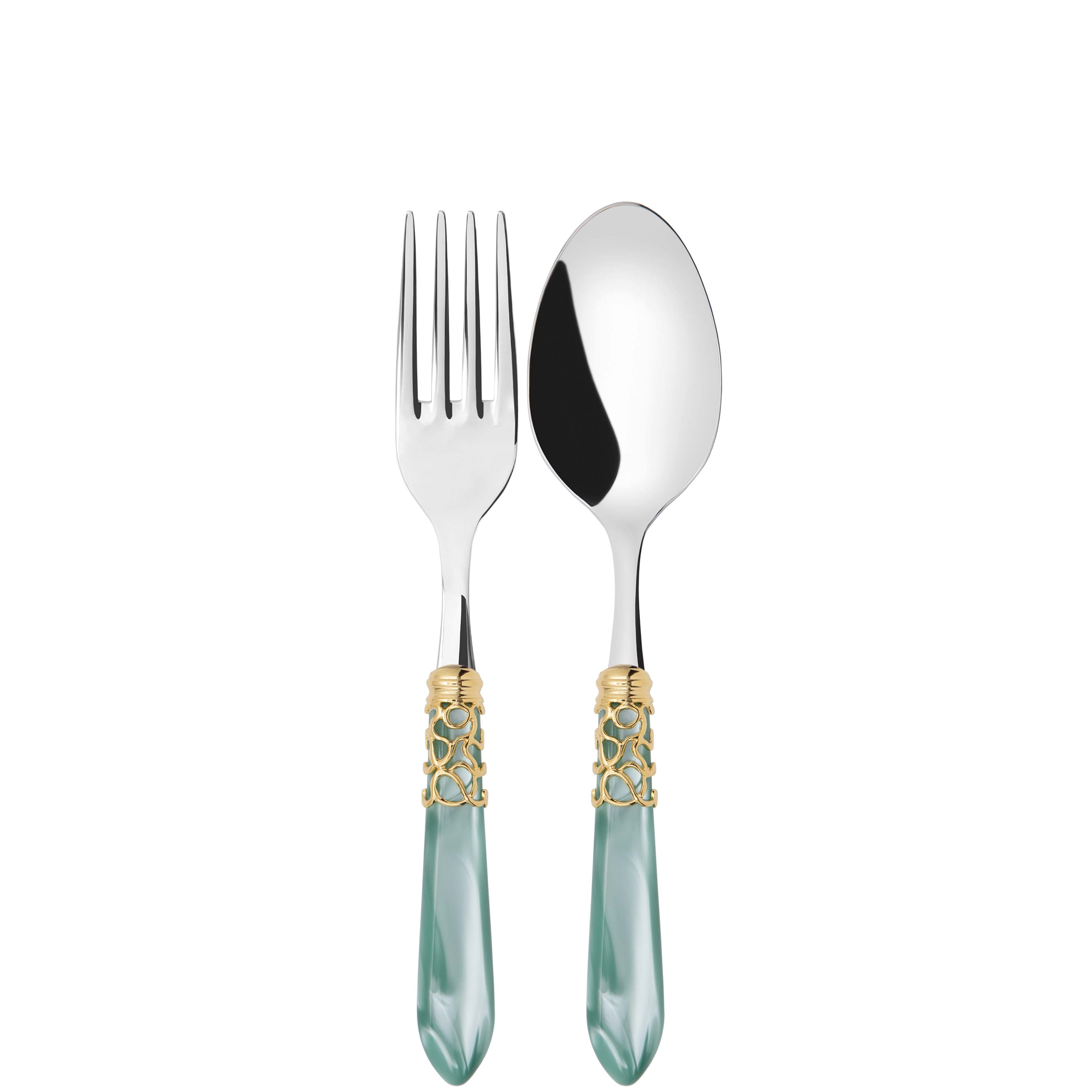 Melodia Gold 2 Piece Serving Set - Aqua
