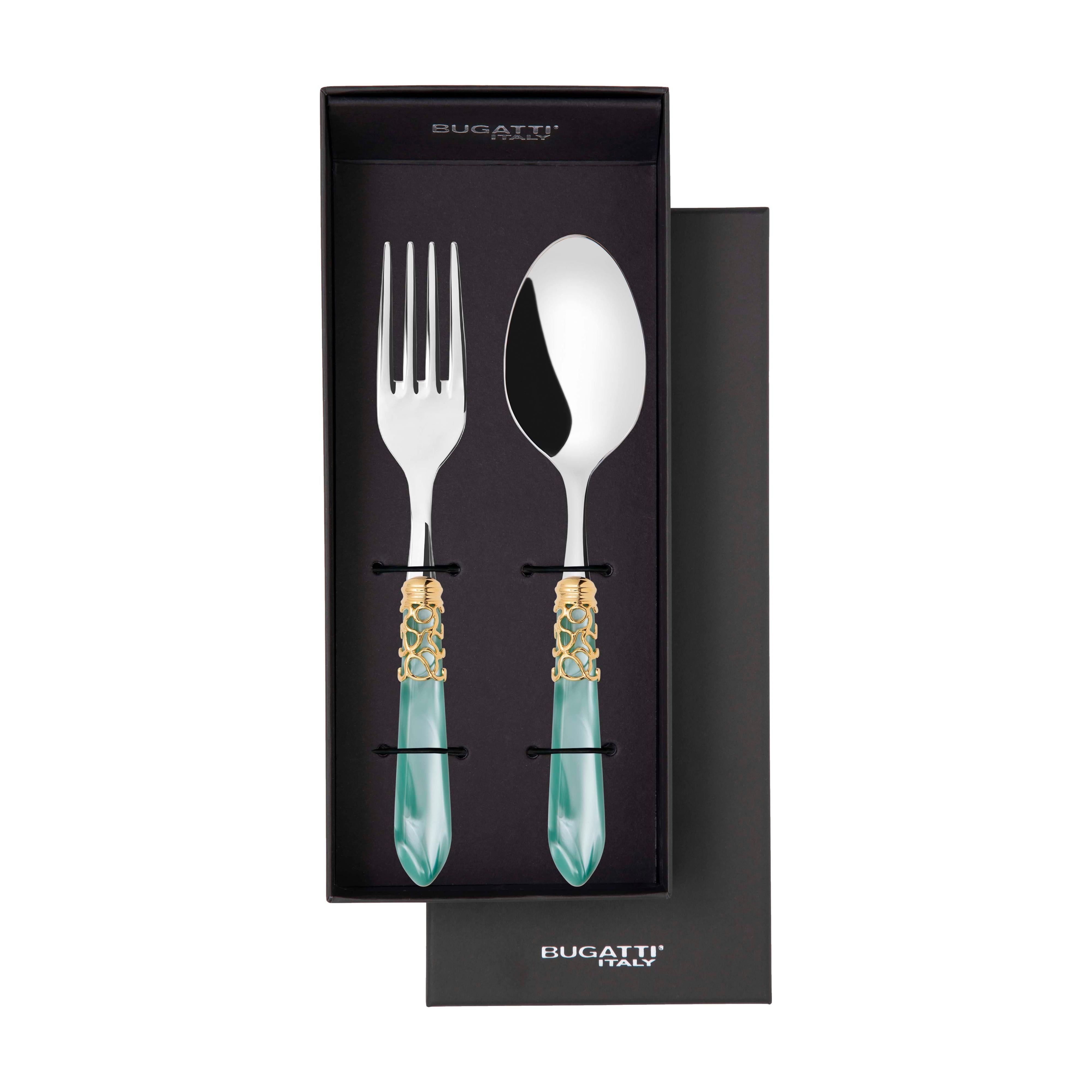 Melodia Gold 2 Piece Serving Set - Aqua