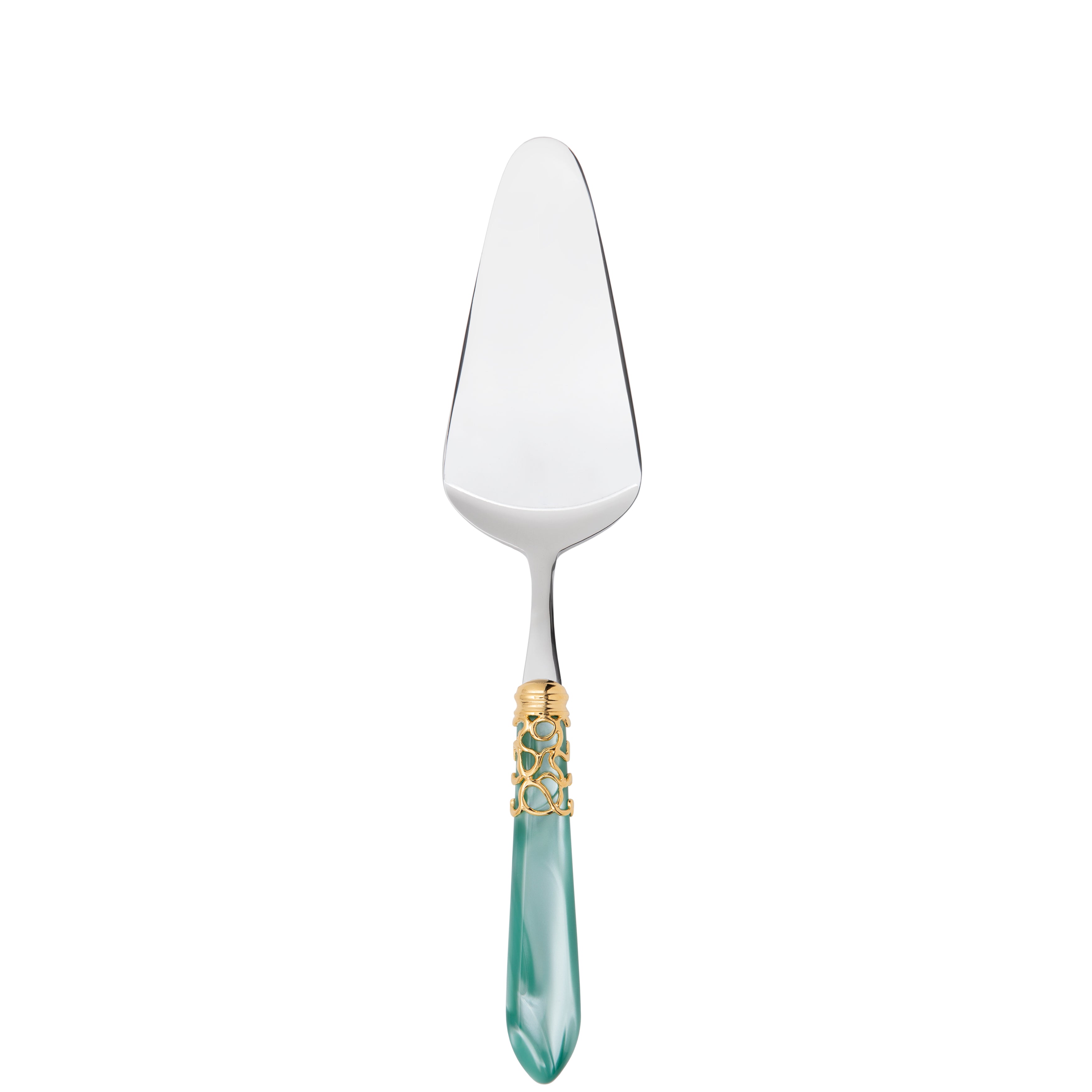Melodia Gold Cake Server in gift box - aqua