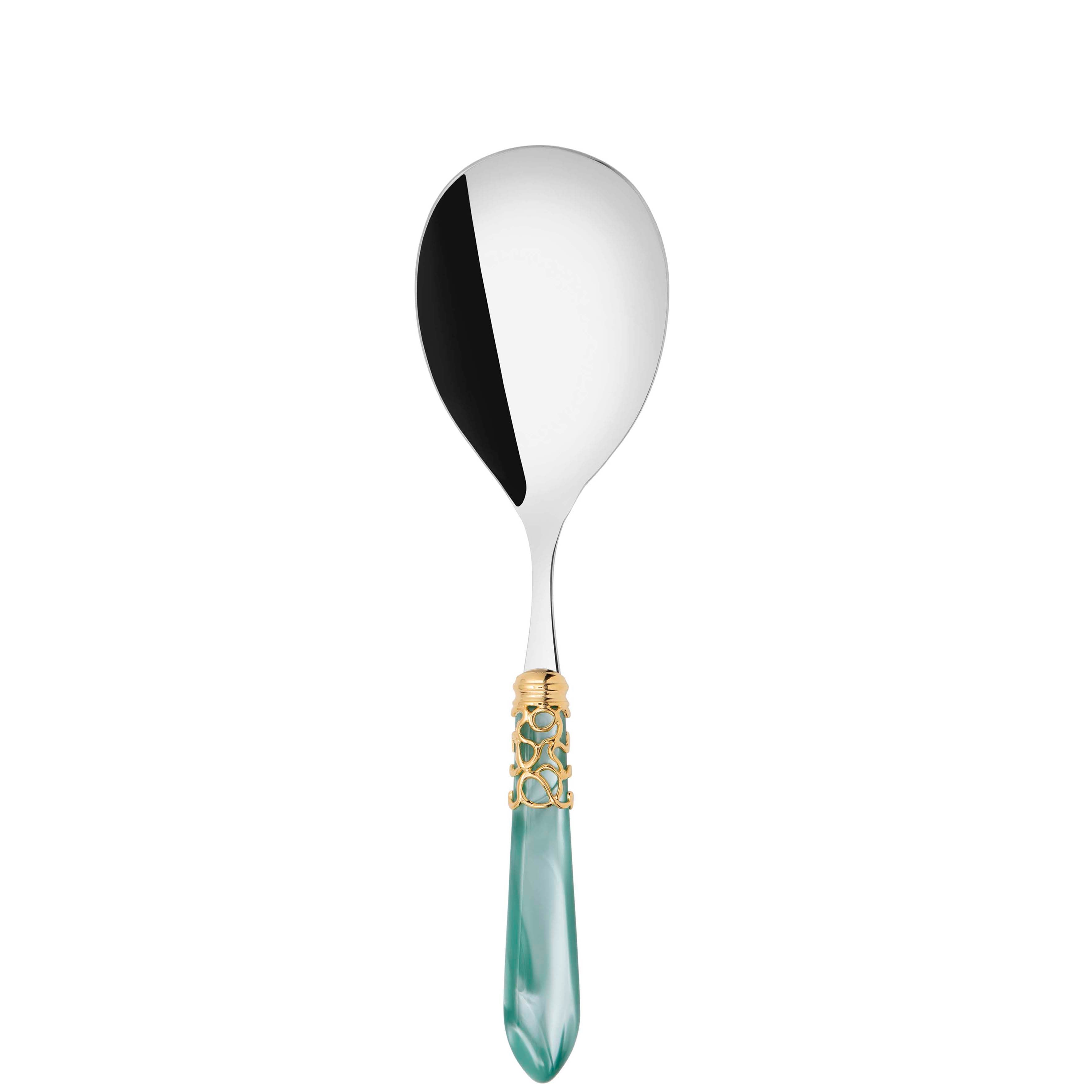Melodia Gold Rice Casserole Serving Spoon in gift box - aqua