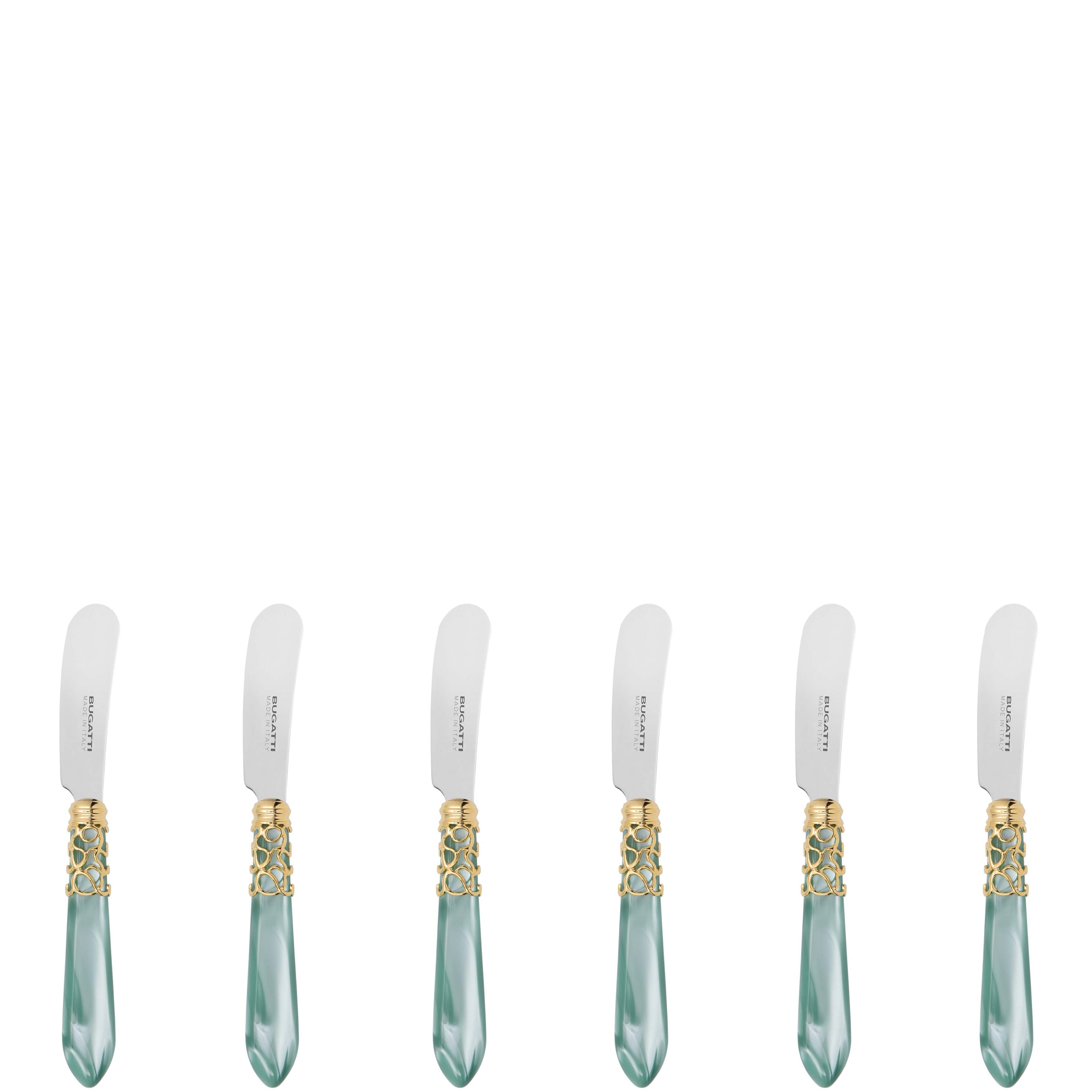 Melodia Gold Spreader / Butter Knife Set - Aqua