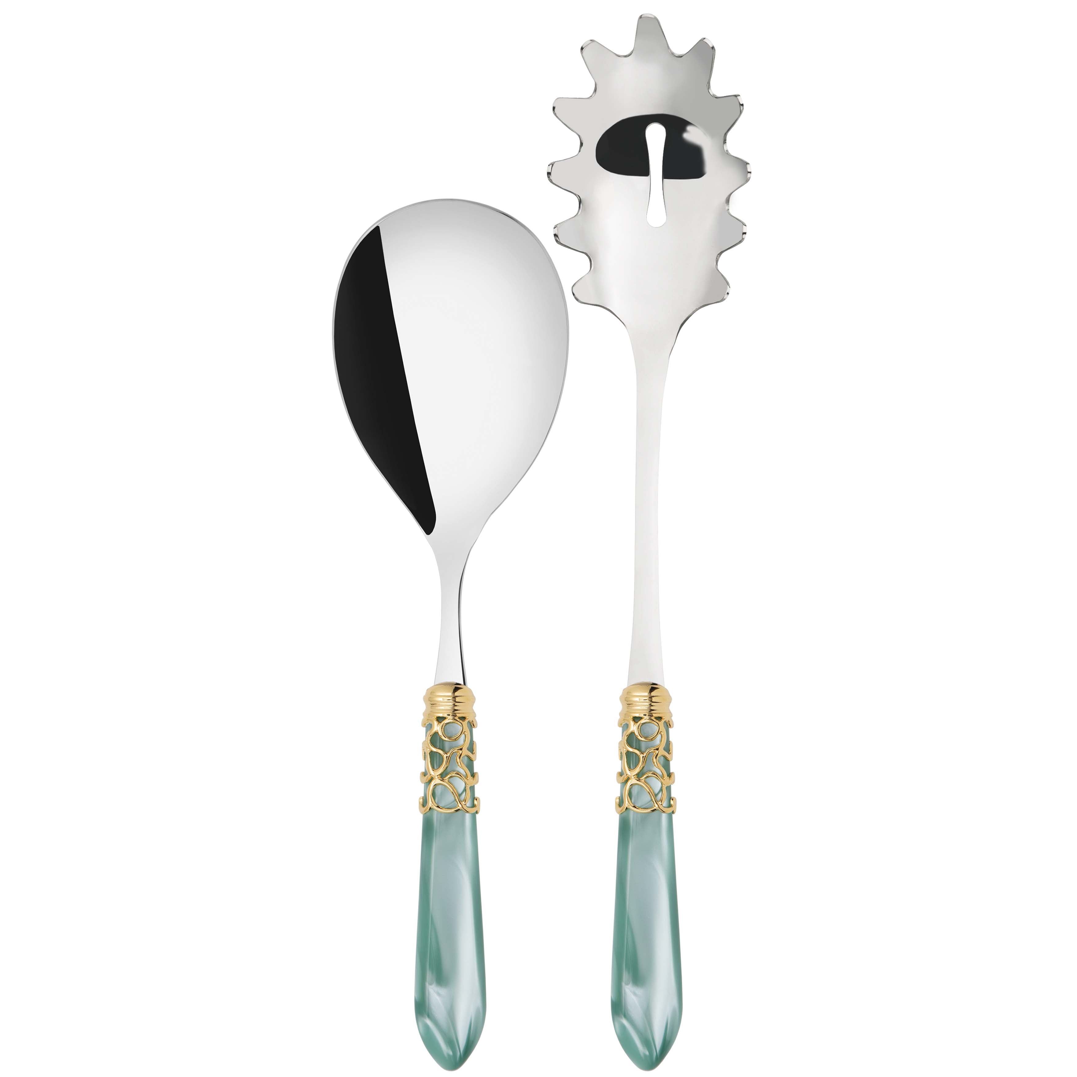 Melodia Gold 2 Piece Pasta Set in gift box - aqua