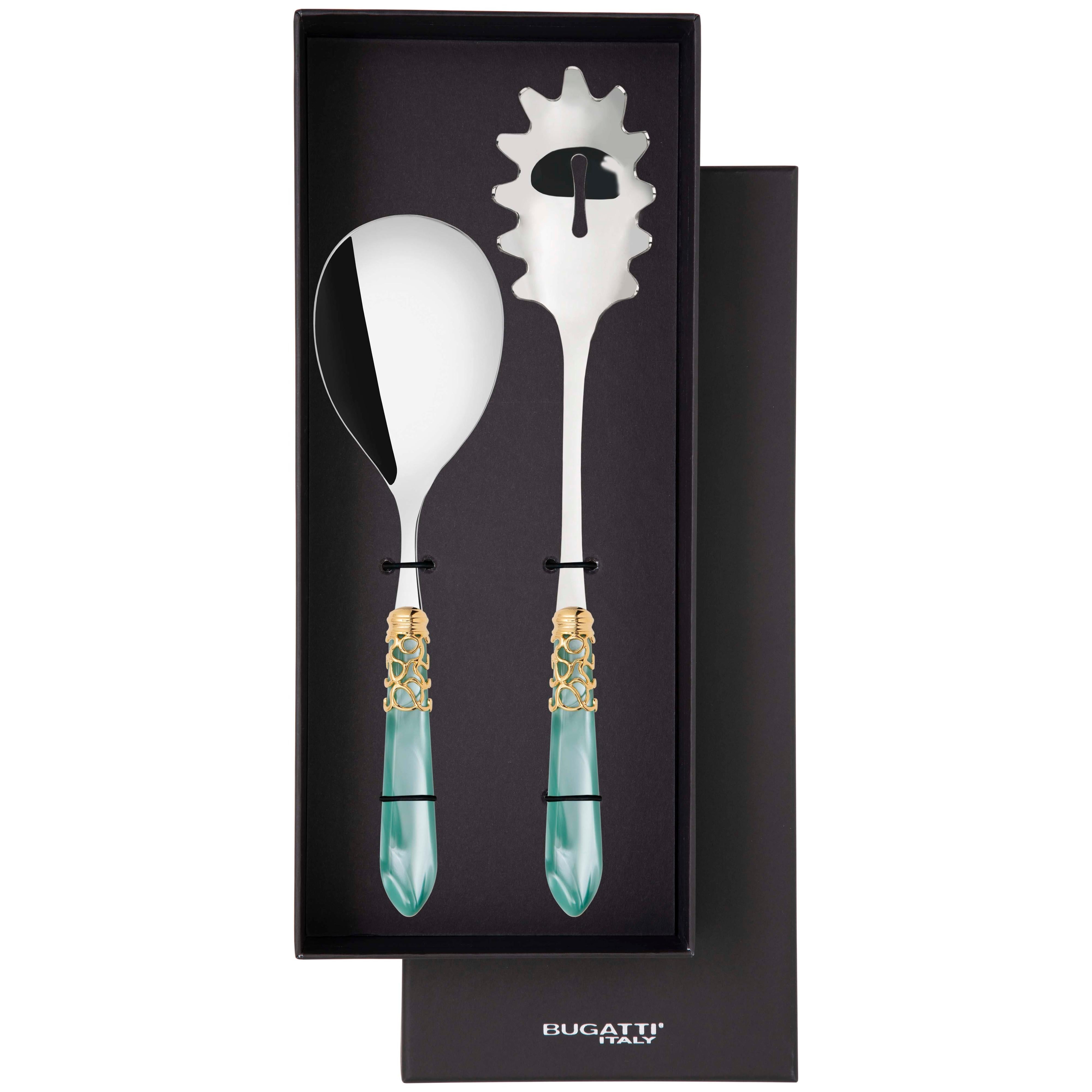 Melodia Gold 2 Piece Pasta Set in gift box - Aqua