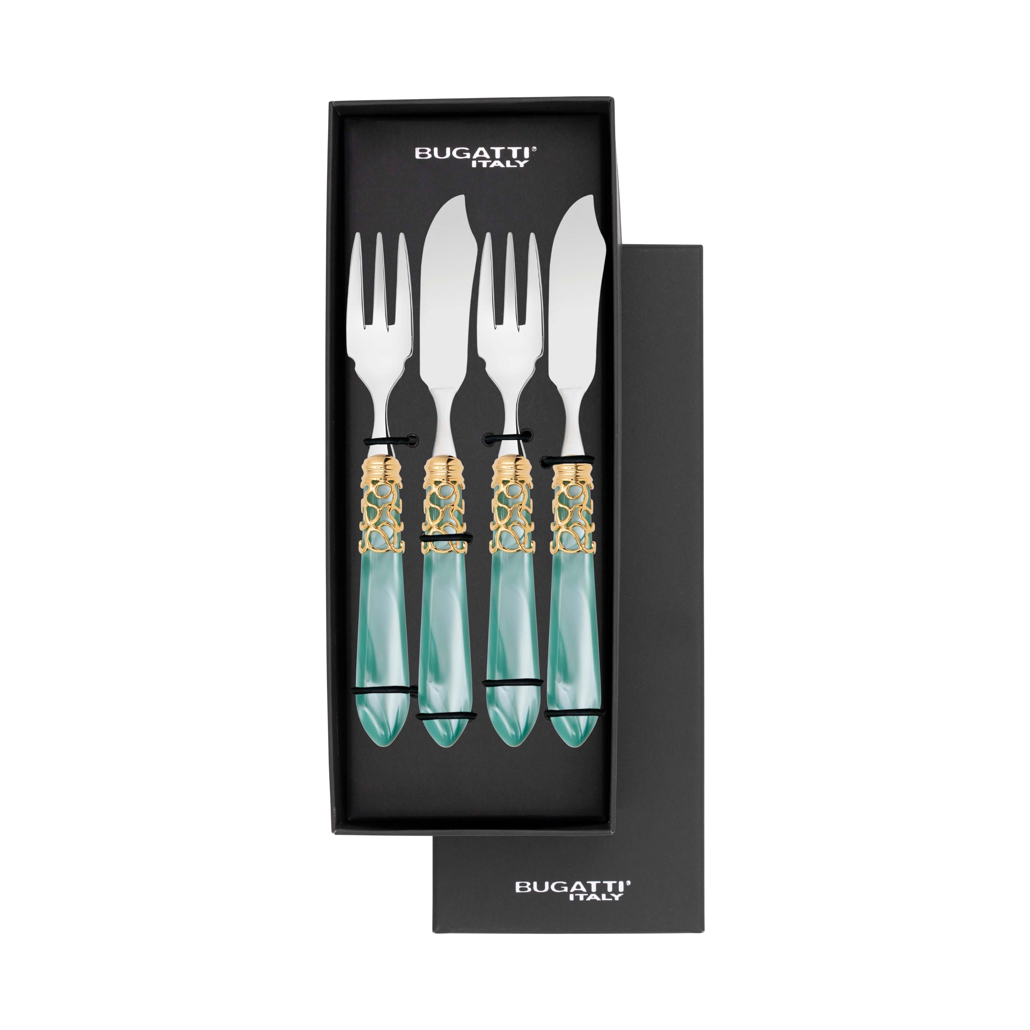 Melodia Gold 12 Piece Fish Set - aqua
