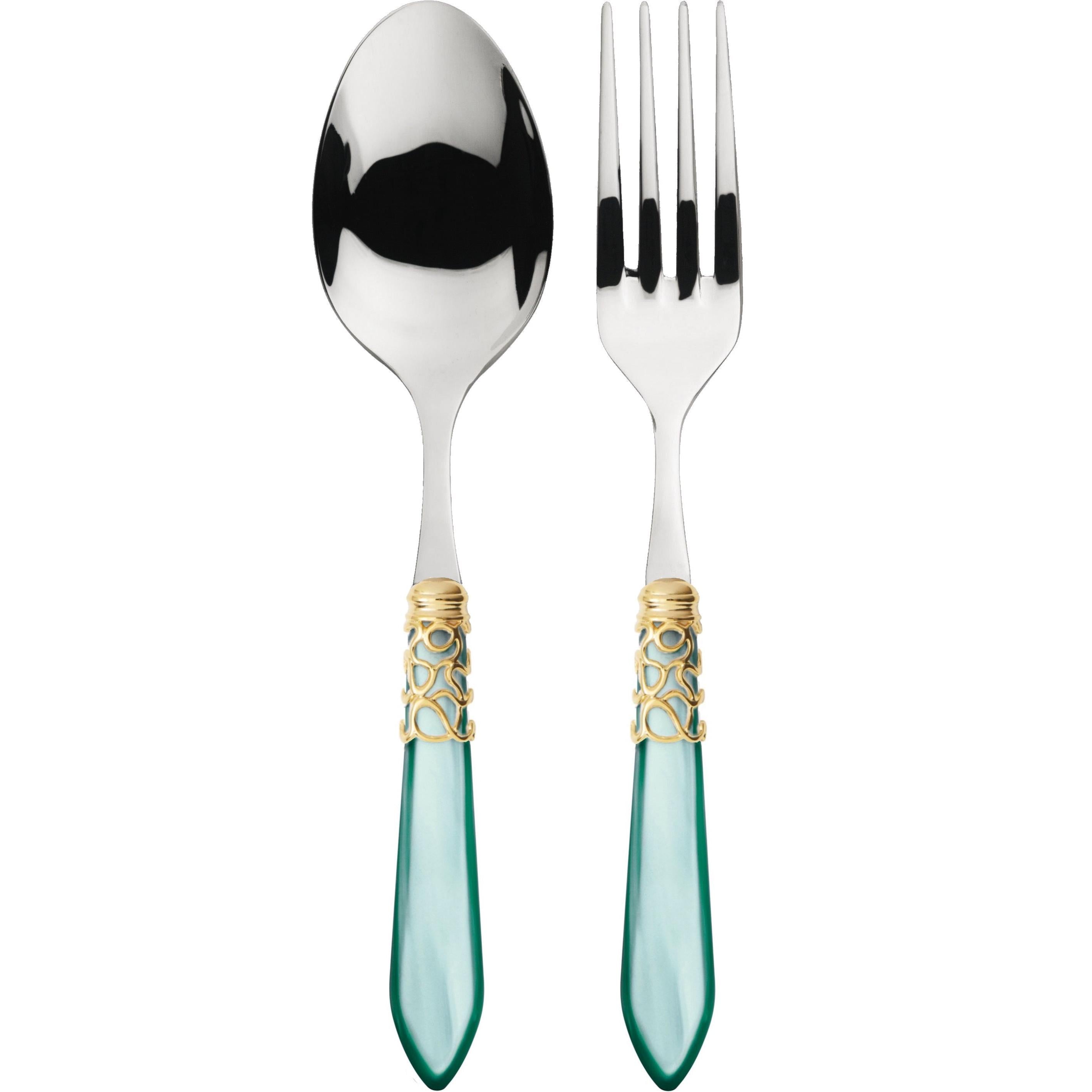 Melodia Gold 2 Piece Serving Set - Aqua