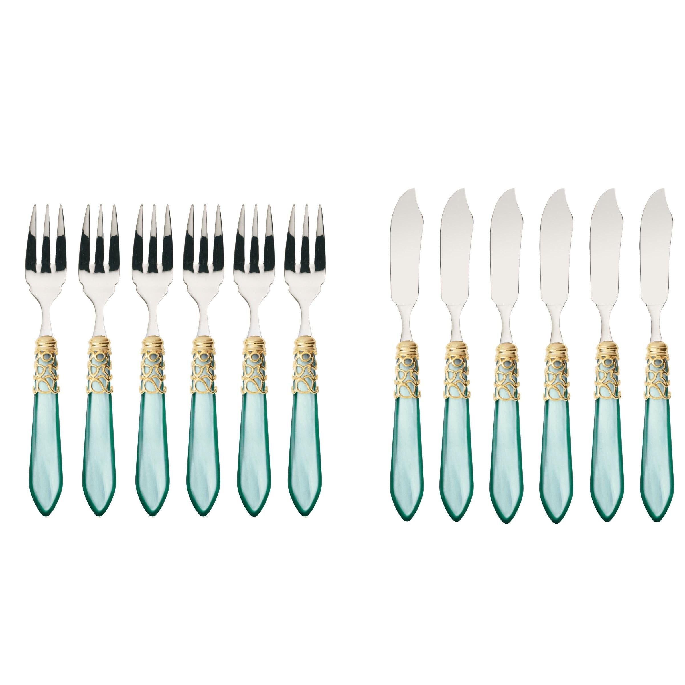 Melodia Gold 12 Piece Fish Set - Aqua