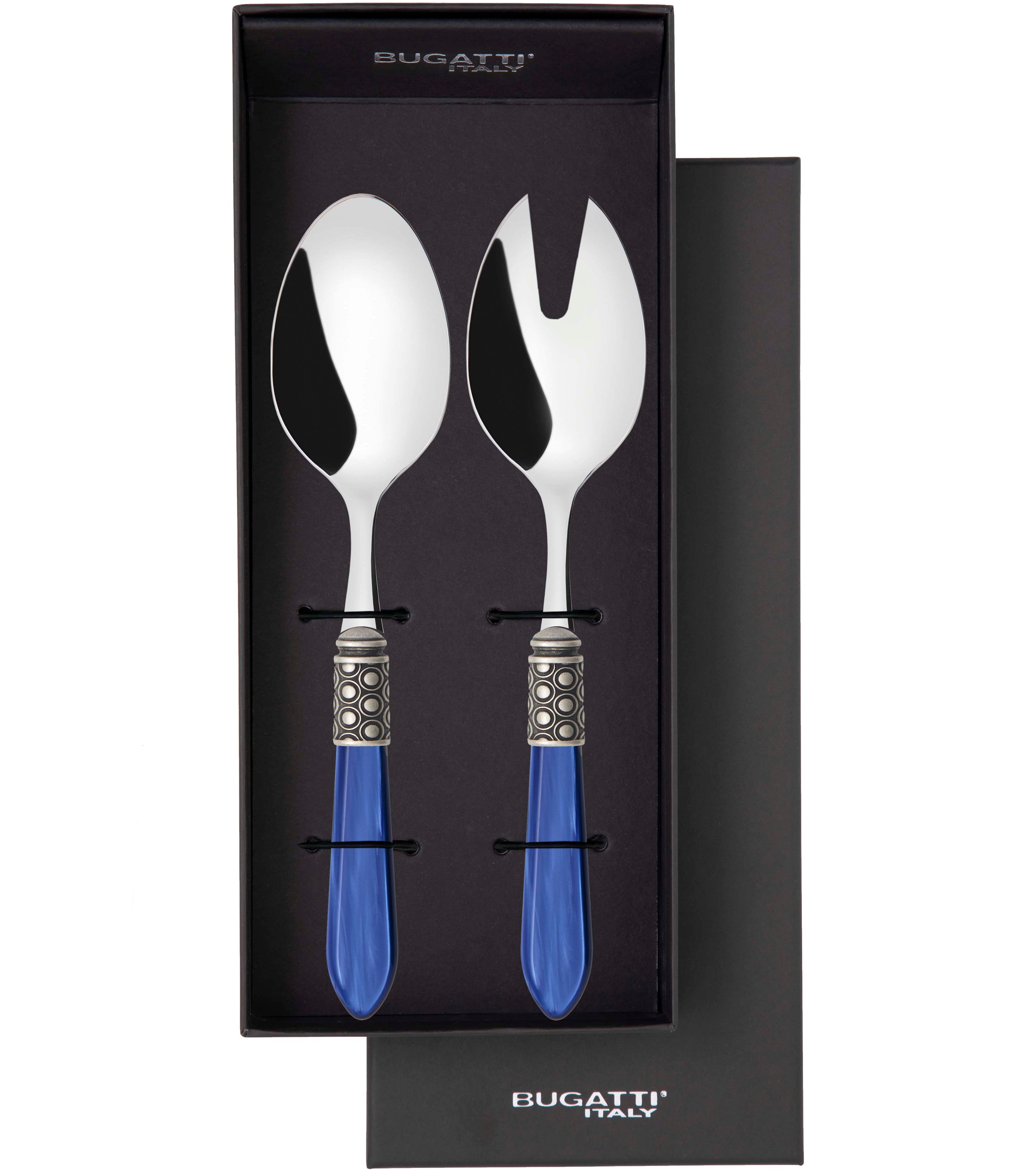 Optical Antique 2 Piece Salad Servers - Royal Blue
