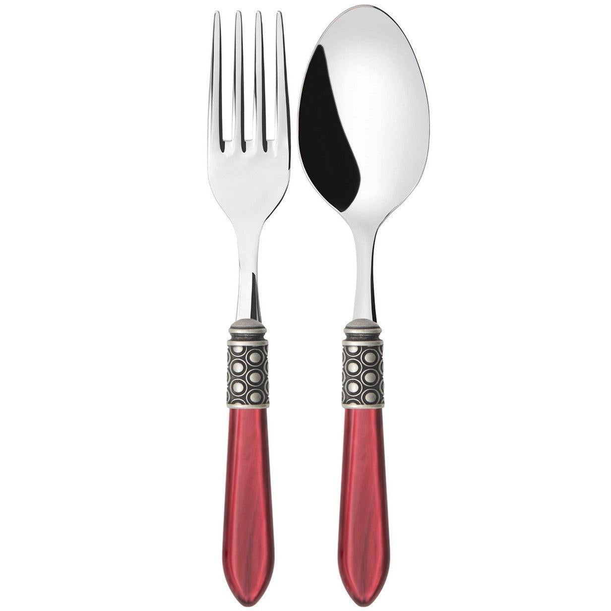 Optical Antique 2 Piece Serving Set - Burgundy