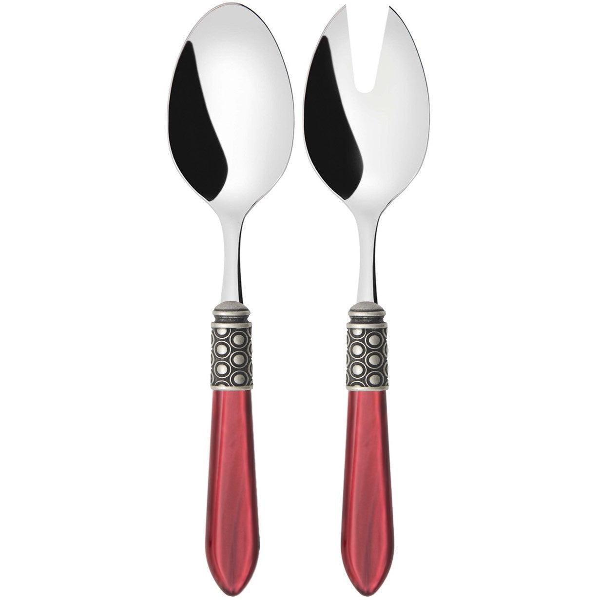 Optical Antique 2 Piece Salad Servers - burgundy-Casa Bugatti USA