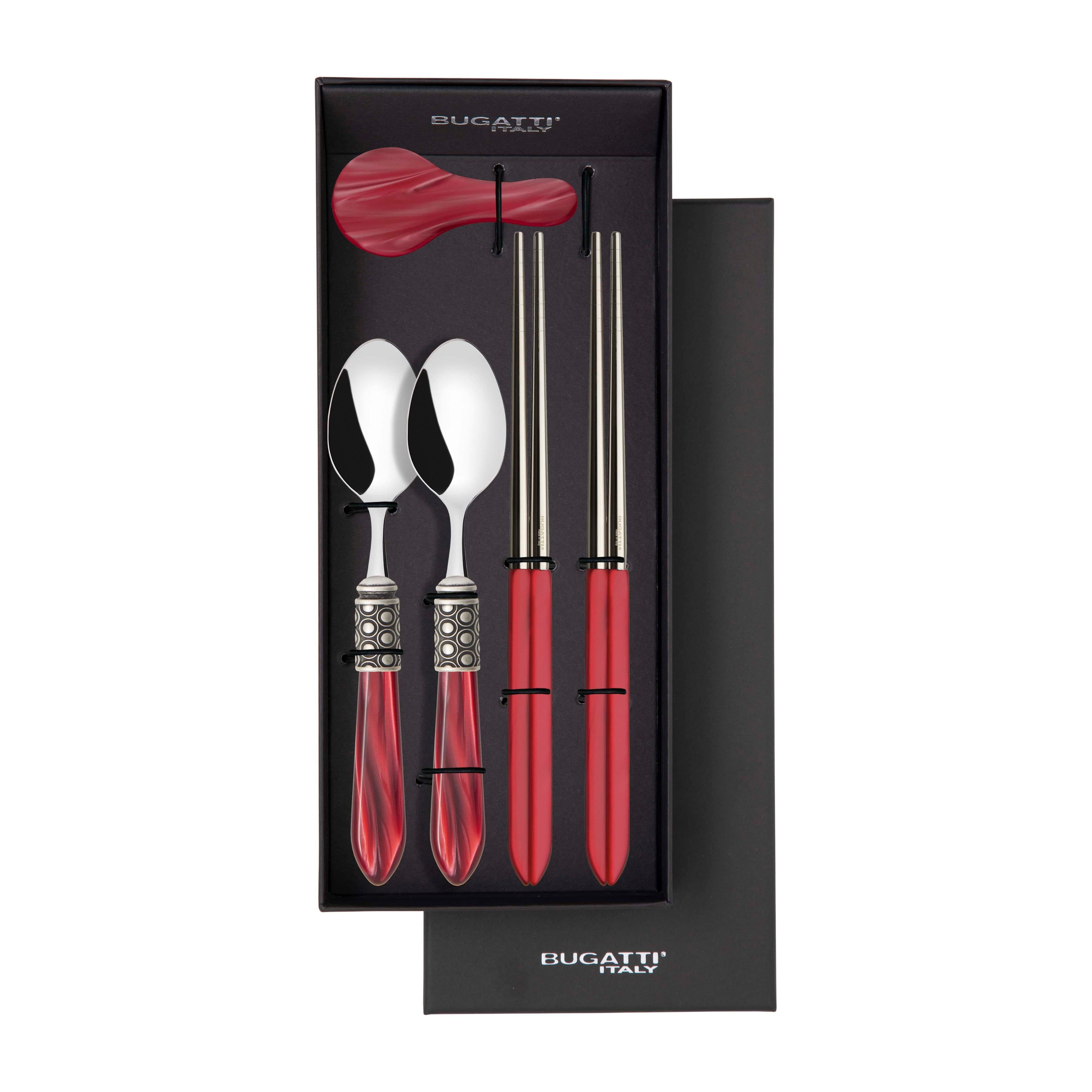 Optical Antique Chopsticks set for 2 - Burgundy