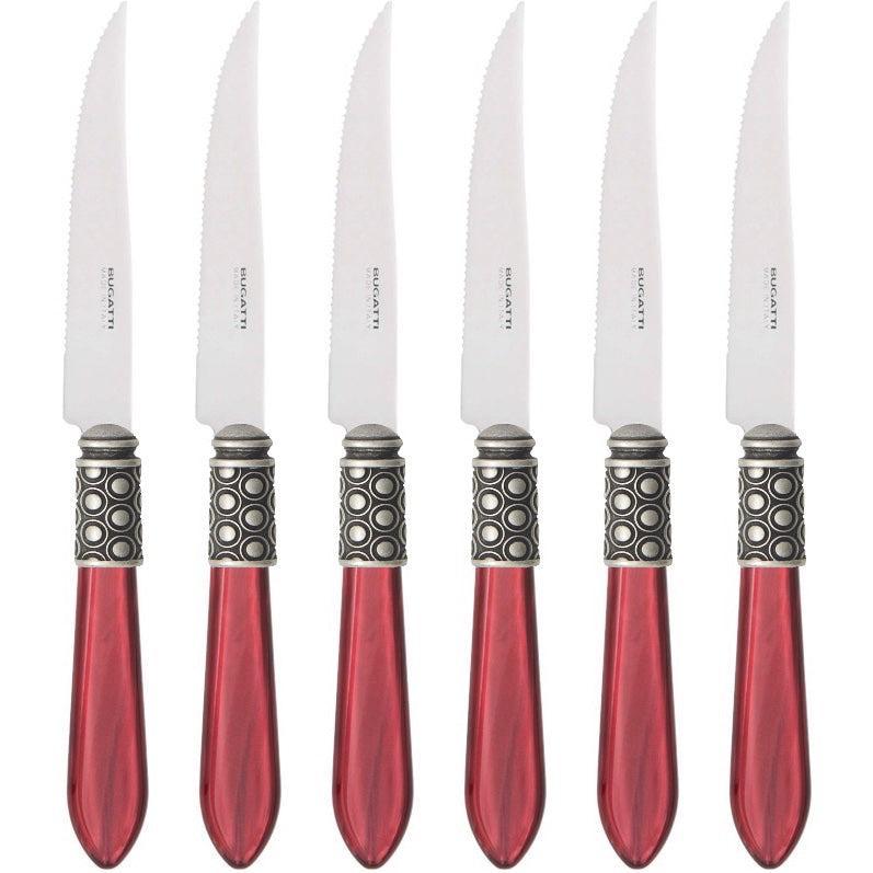 Optical Antique 6 Piece Steak knife Set - Burgundy