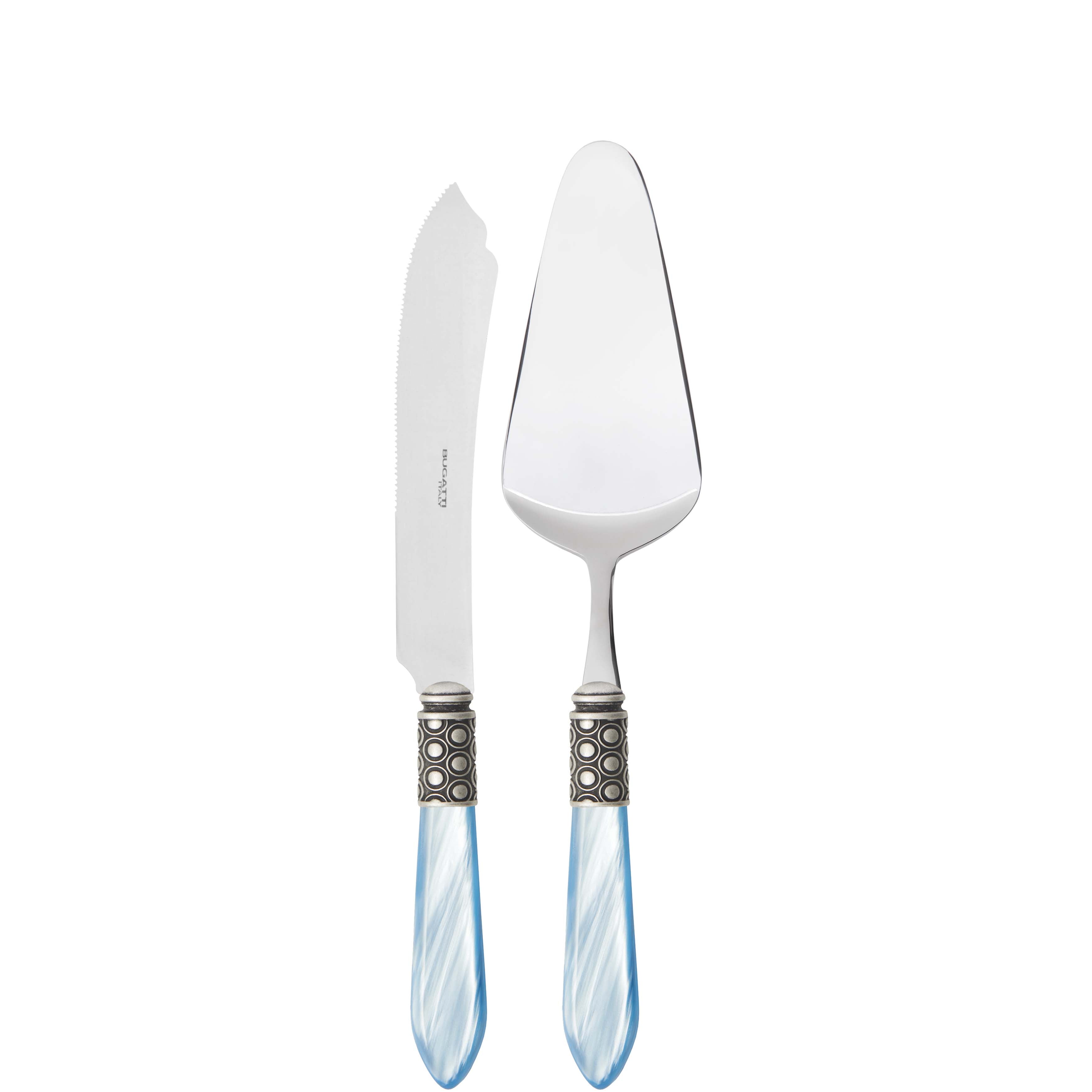 Optical Antique 2 Piece Cake Serving set - Sky Blue