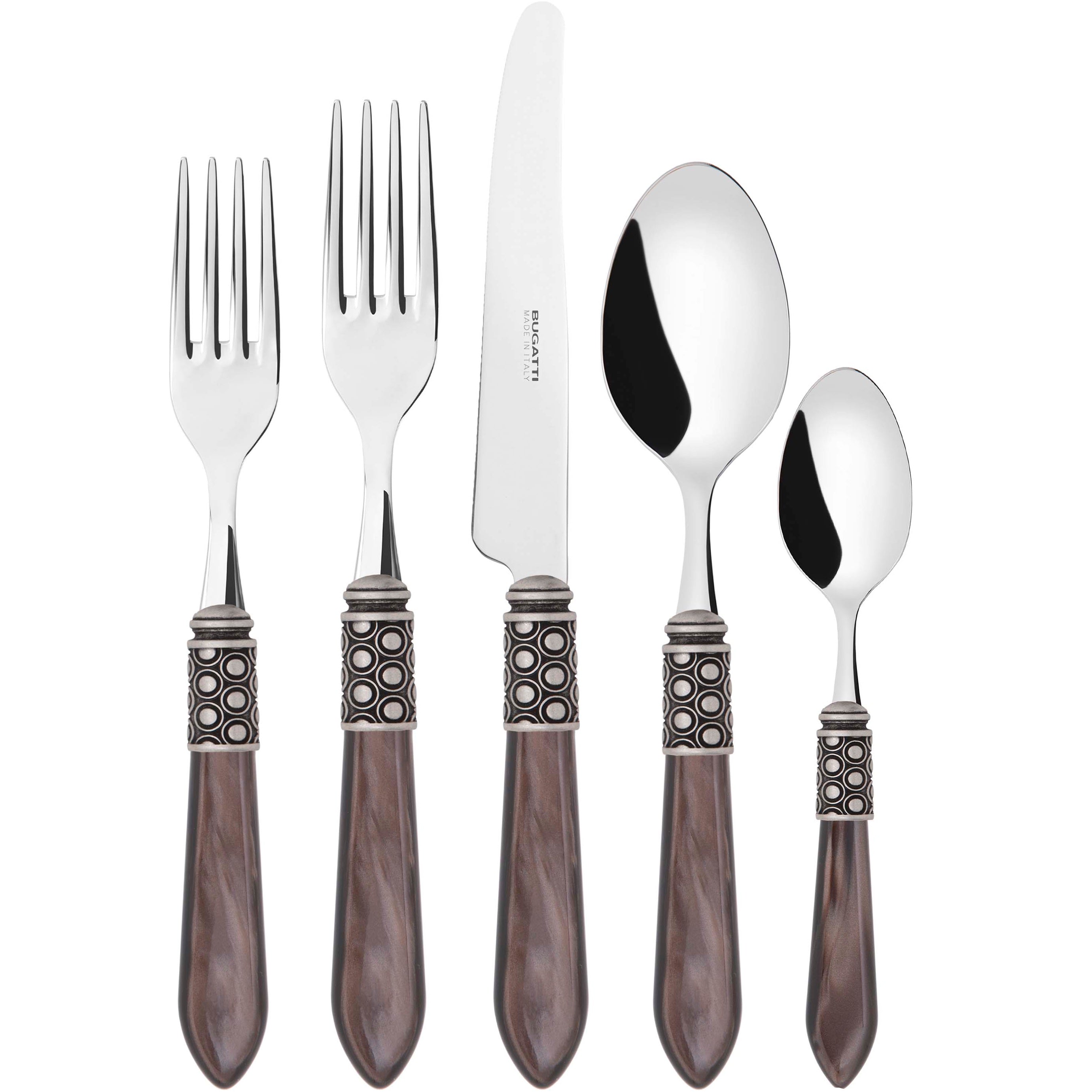 Optical Antique 5 Piece Place setting - Chocolate