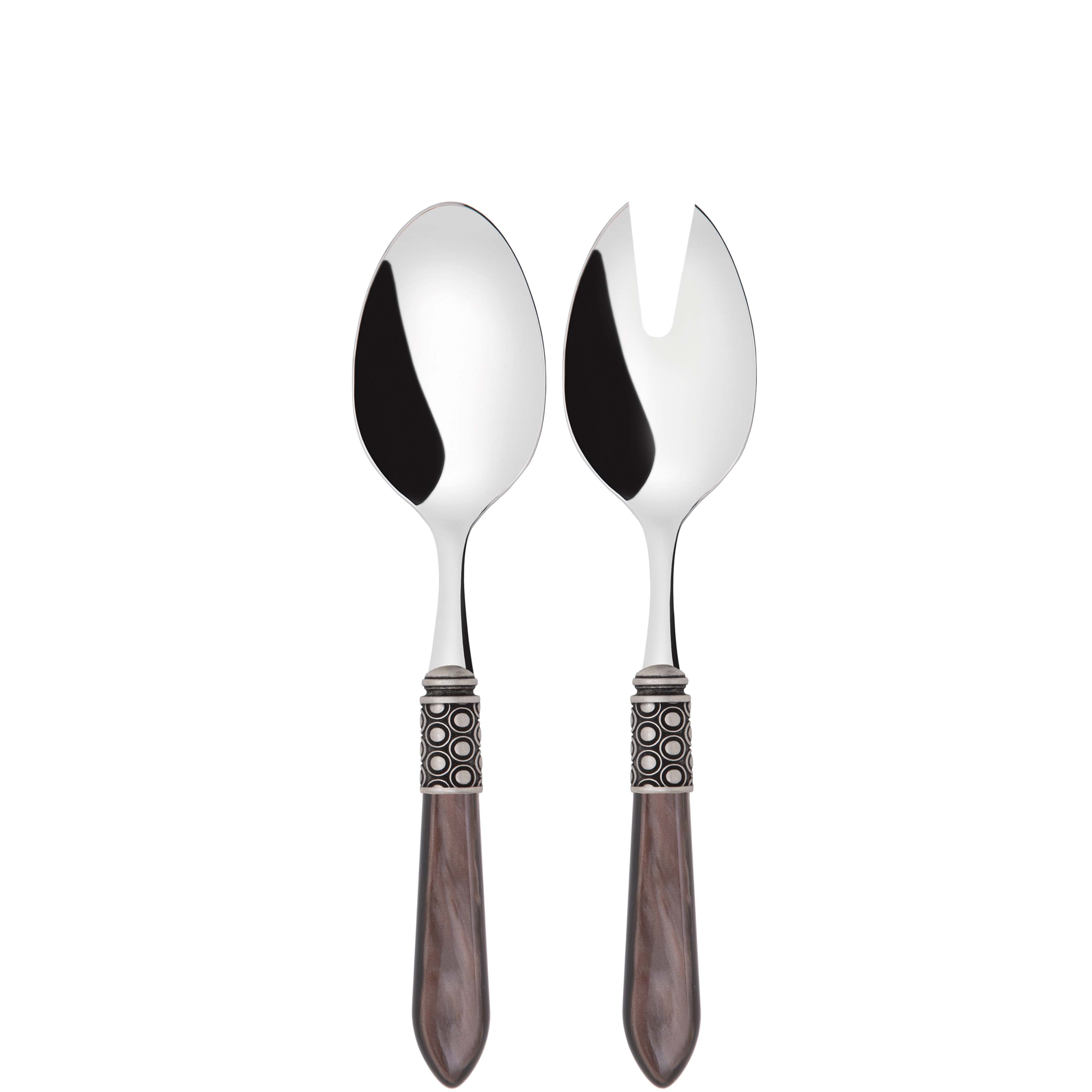 Optical Antique 2 Piece Salad Servers - Chocolate