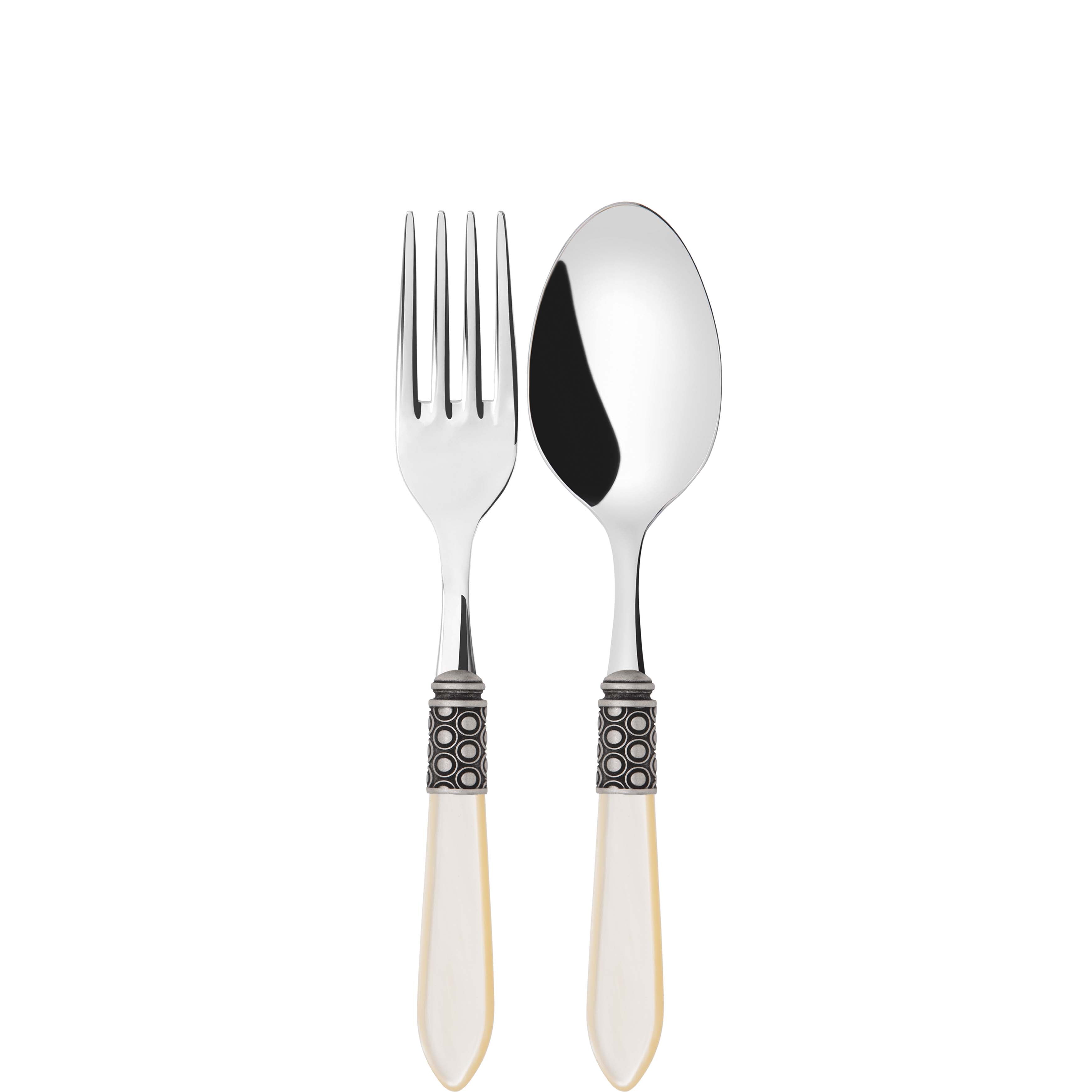 Optical Antique 2 Piece Serving Set - Ivory