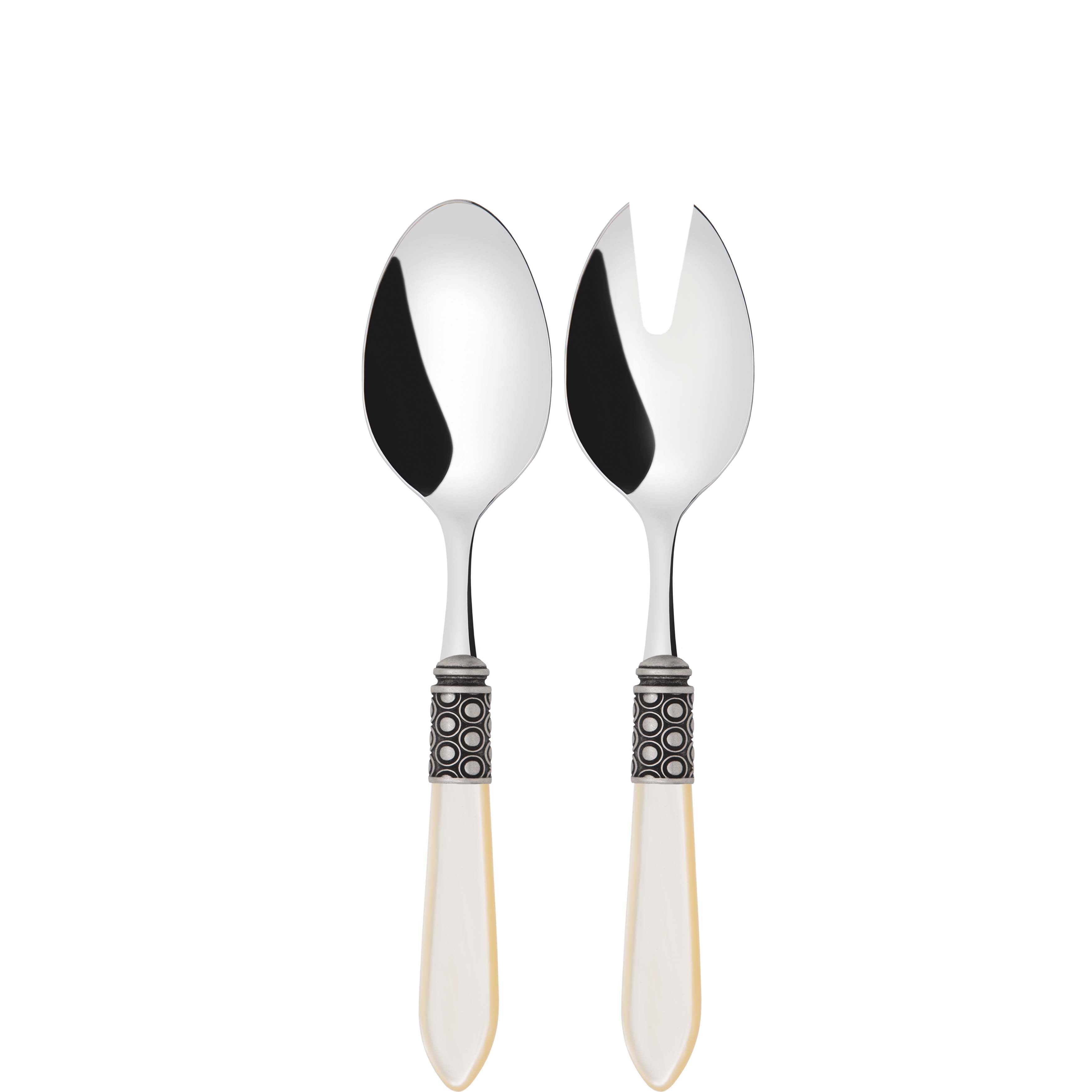 Optical Antique 2 Piece Salad Servers - Ivory