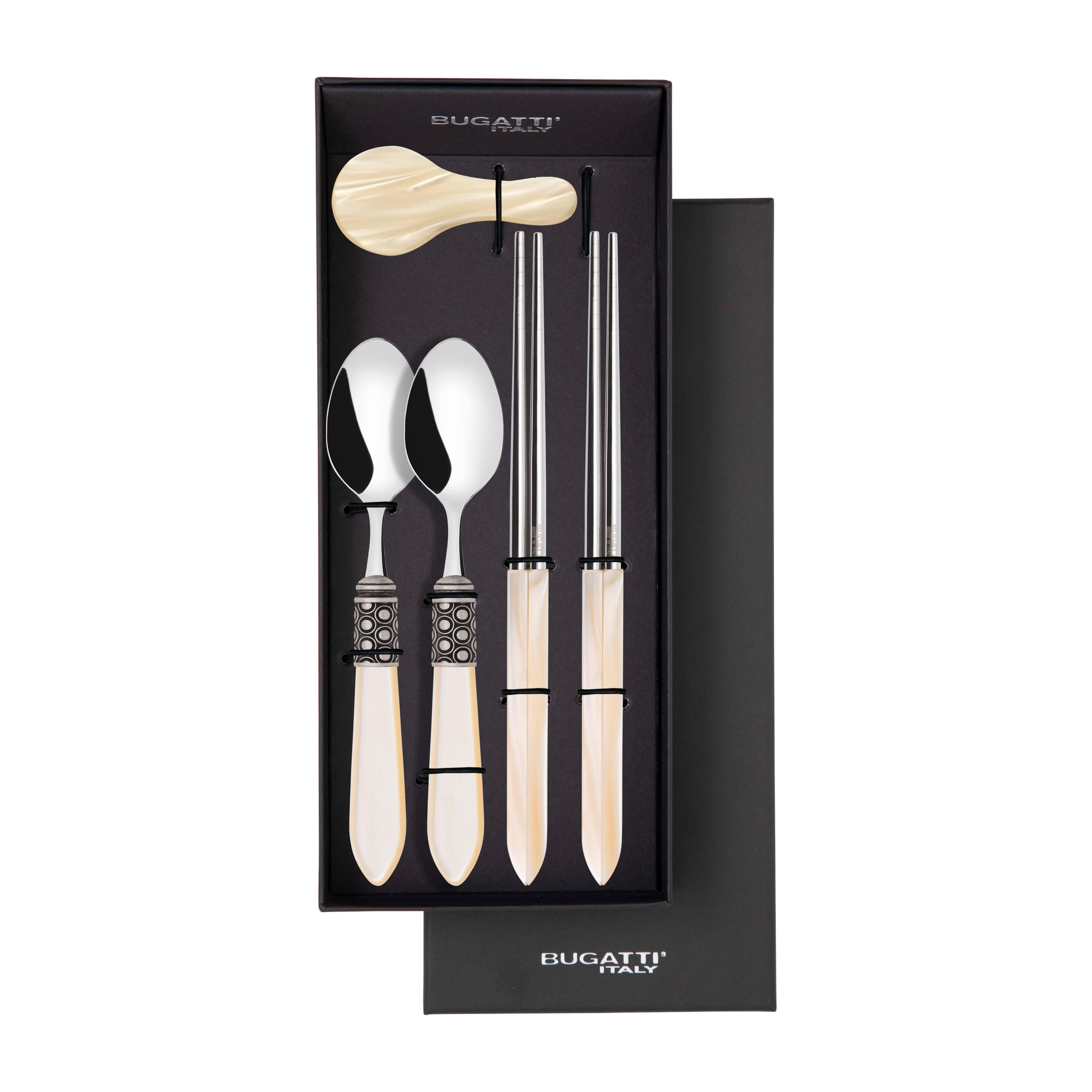 Optical Antique Chopsticks set for 2 - Ivory