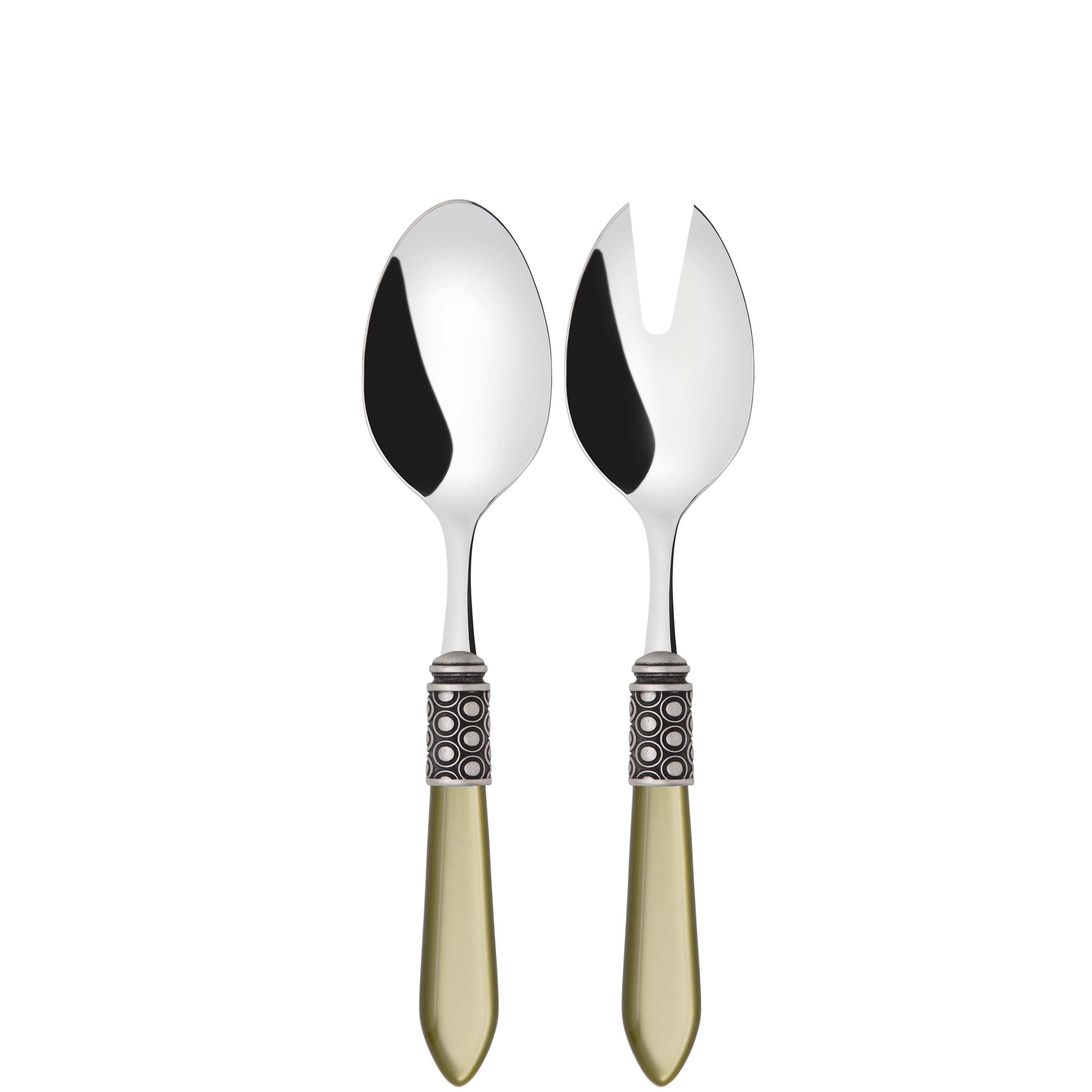 Optical Antique 2 Piece Salad Servers - Chartreuse Green