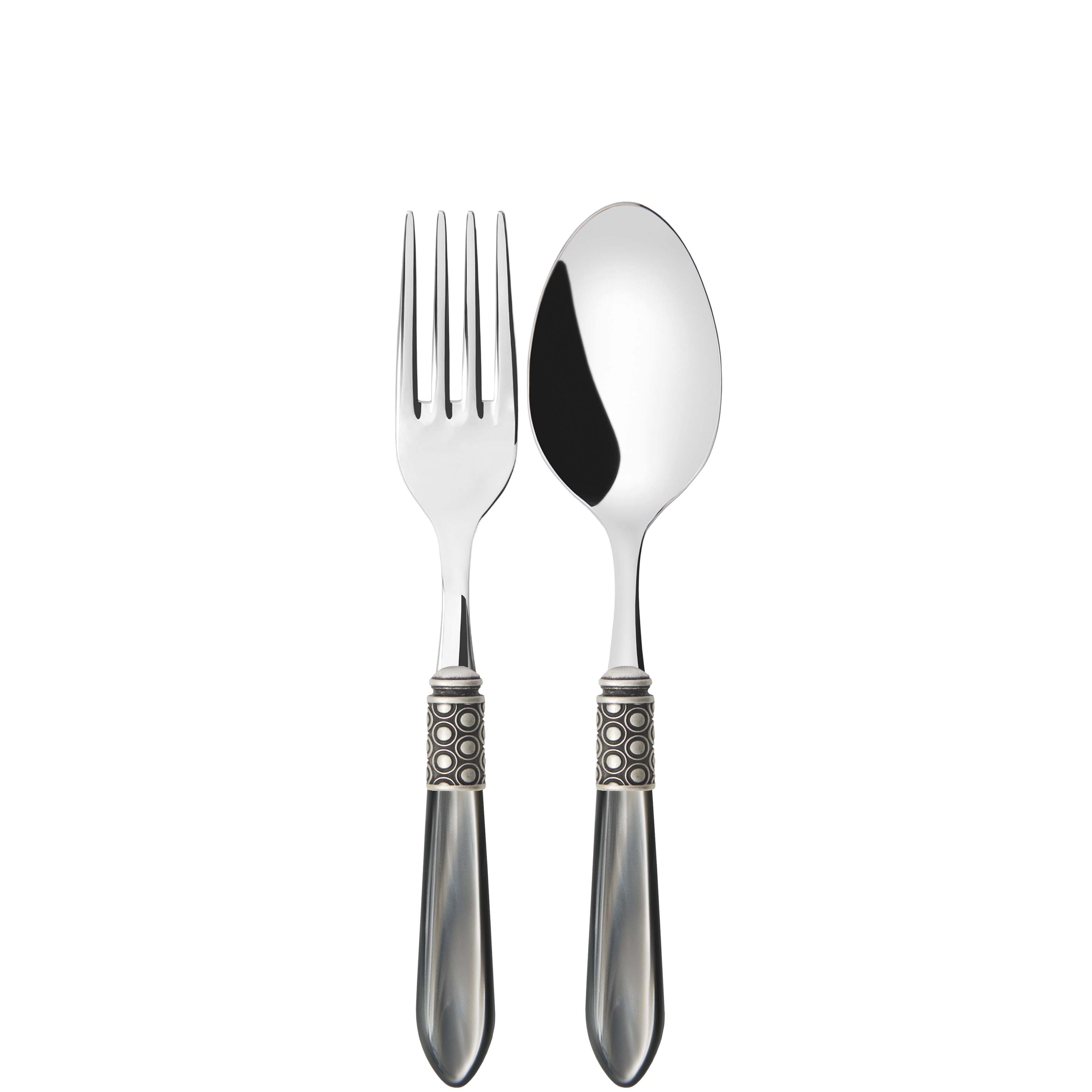 Optical Antique 2 Piece Serving Set - Gray