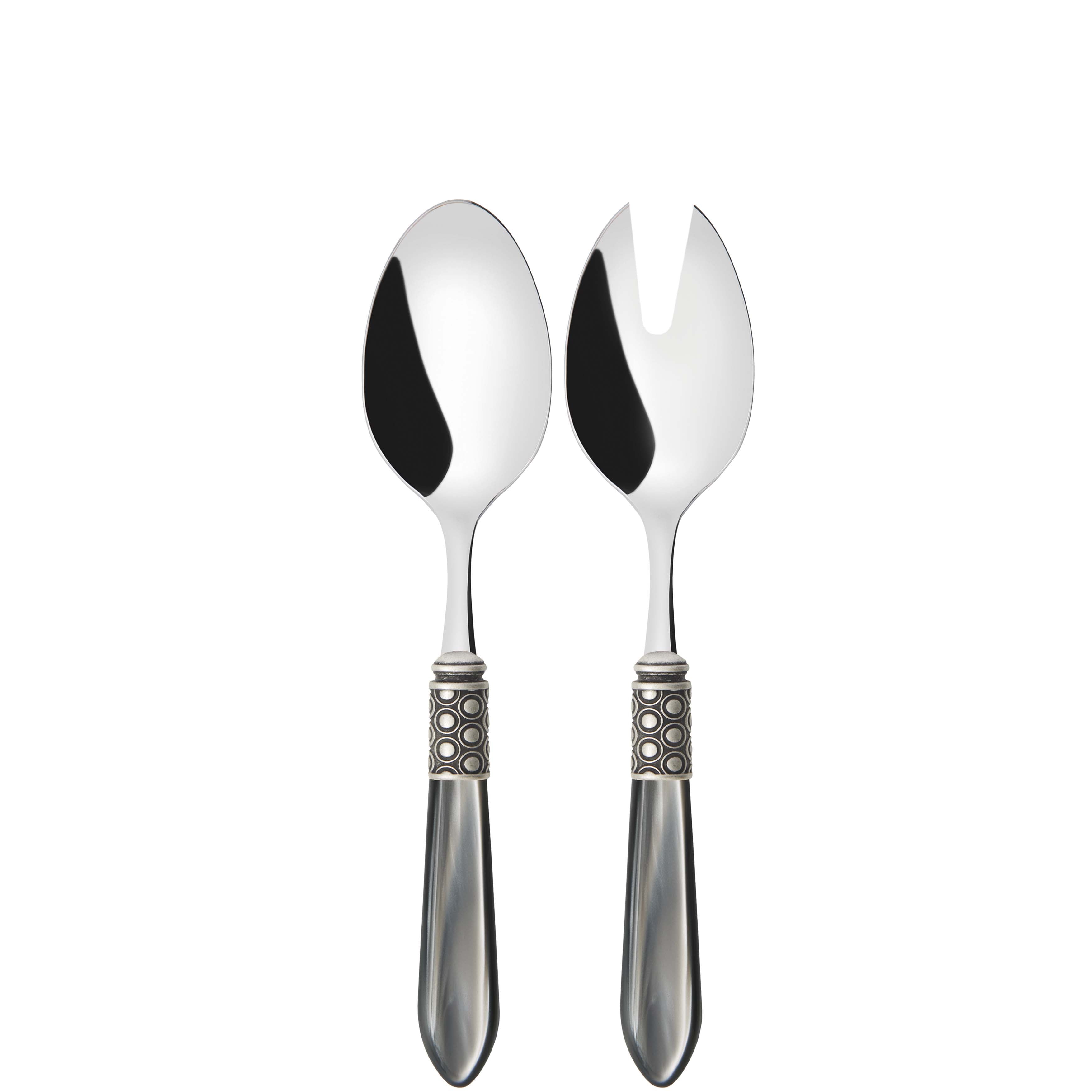 Optical Antique 2 Piece Salad Servers - gray-Casa Bugatti USA