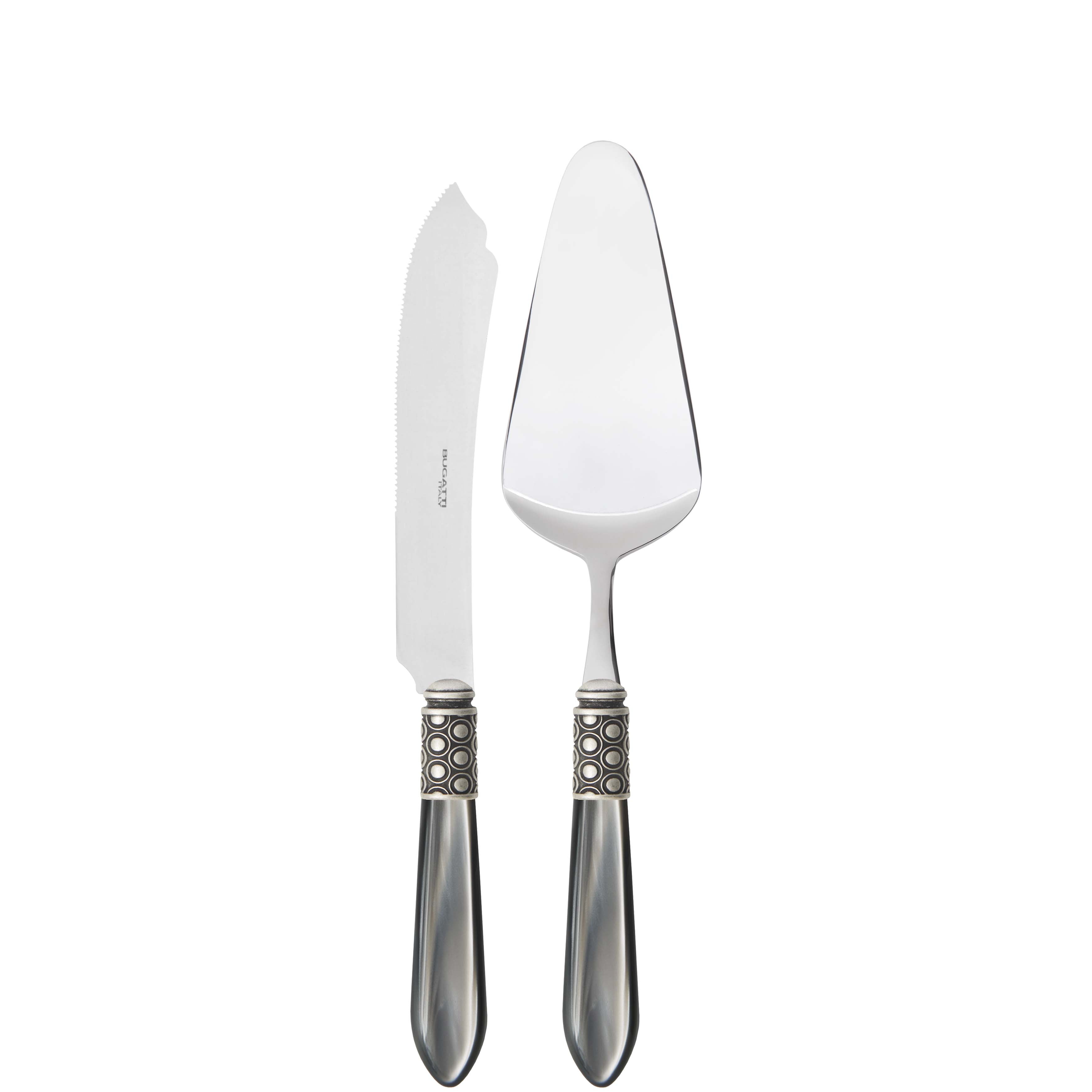 Optical Antique 2 Piece Cake Serving set - Gray
