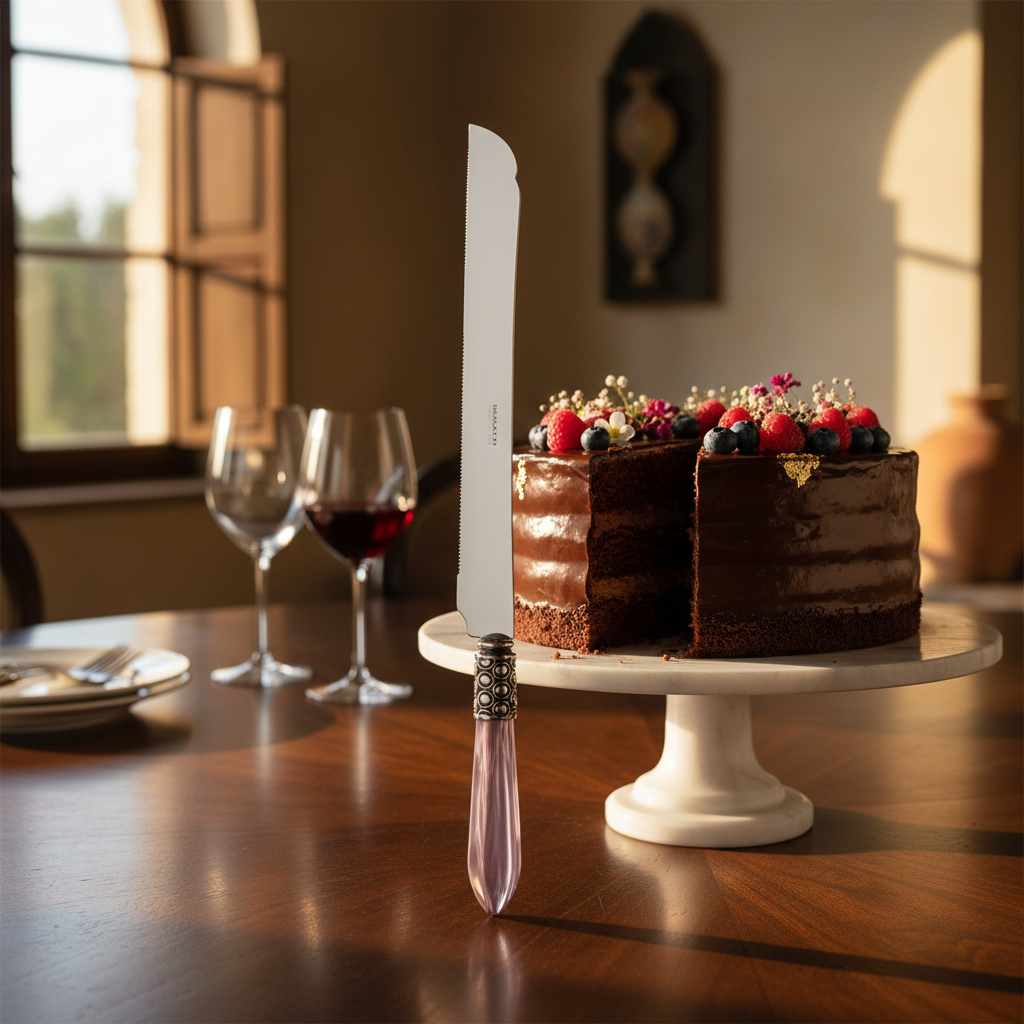 Optical Antique Long Cake Knife 32 cm (12.60 inch) - Lilac-Casa Bugatti USA