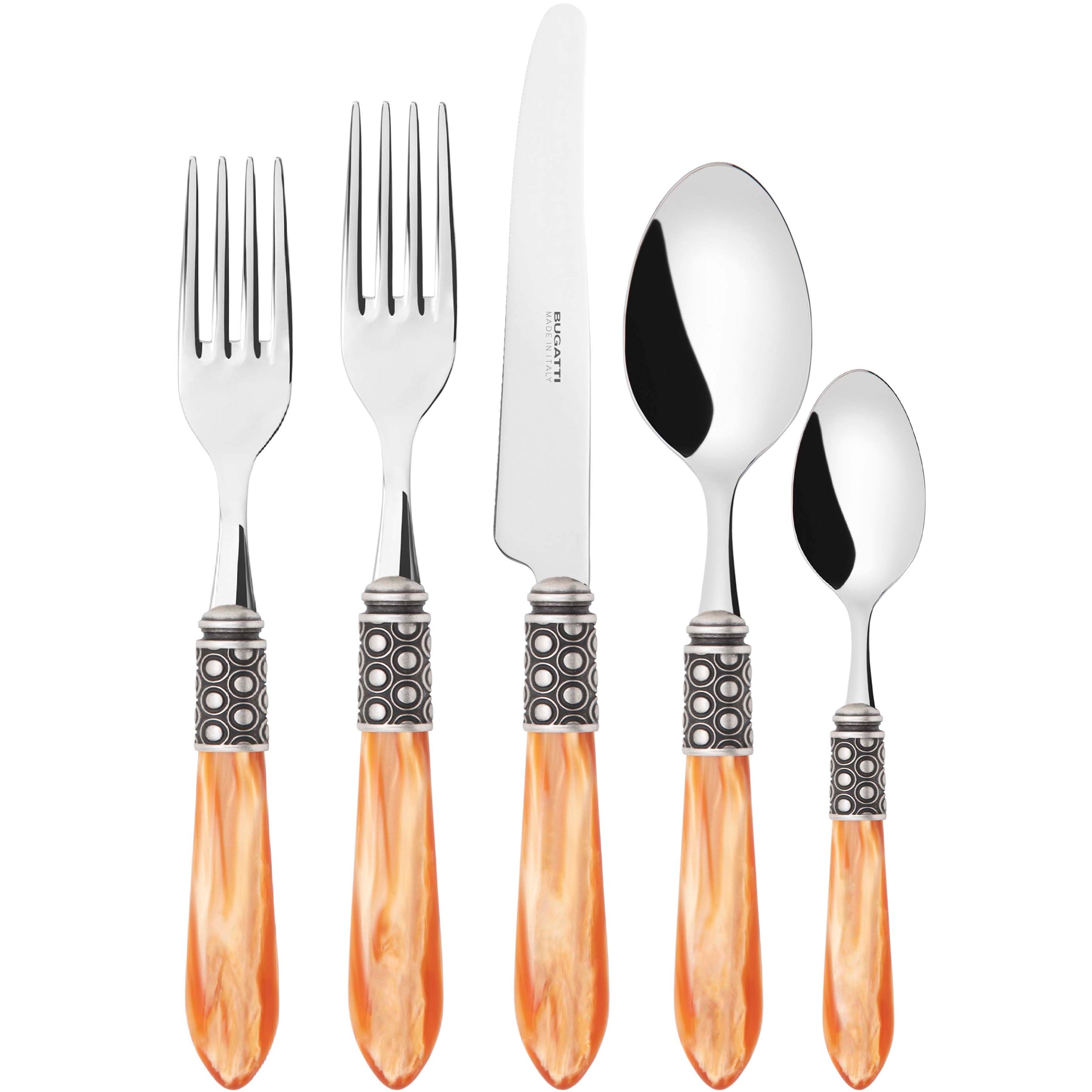 Optical Antique 5 Piece Place setting - Tangerine