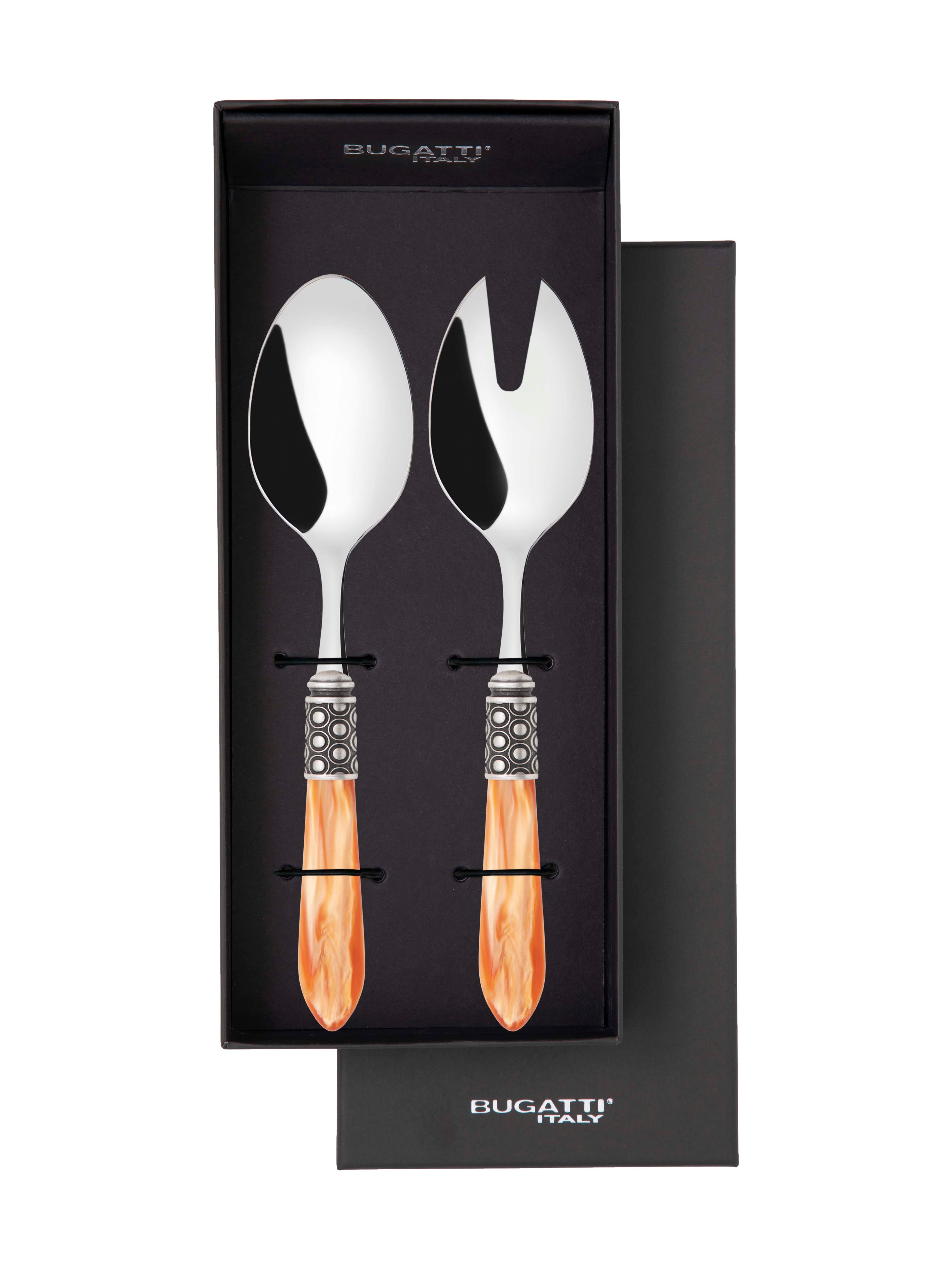 Optical Antique 2 Piece Salad Servers - tangerine-Casa Bugatti USA