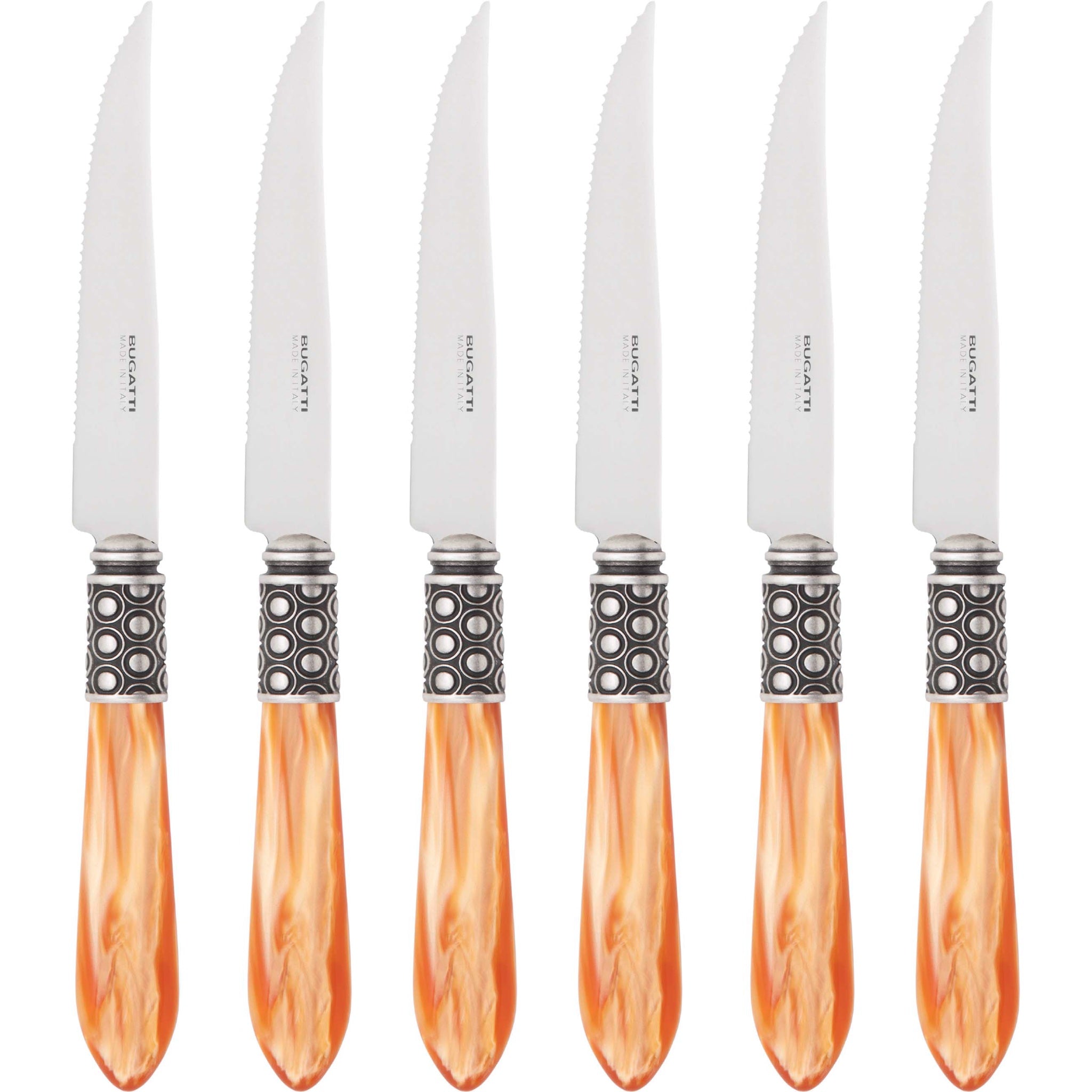 Optical Antique 6 Piece Steak knife Set - Tangerine