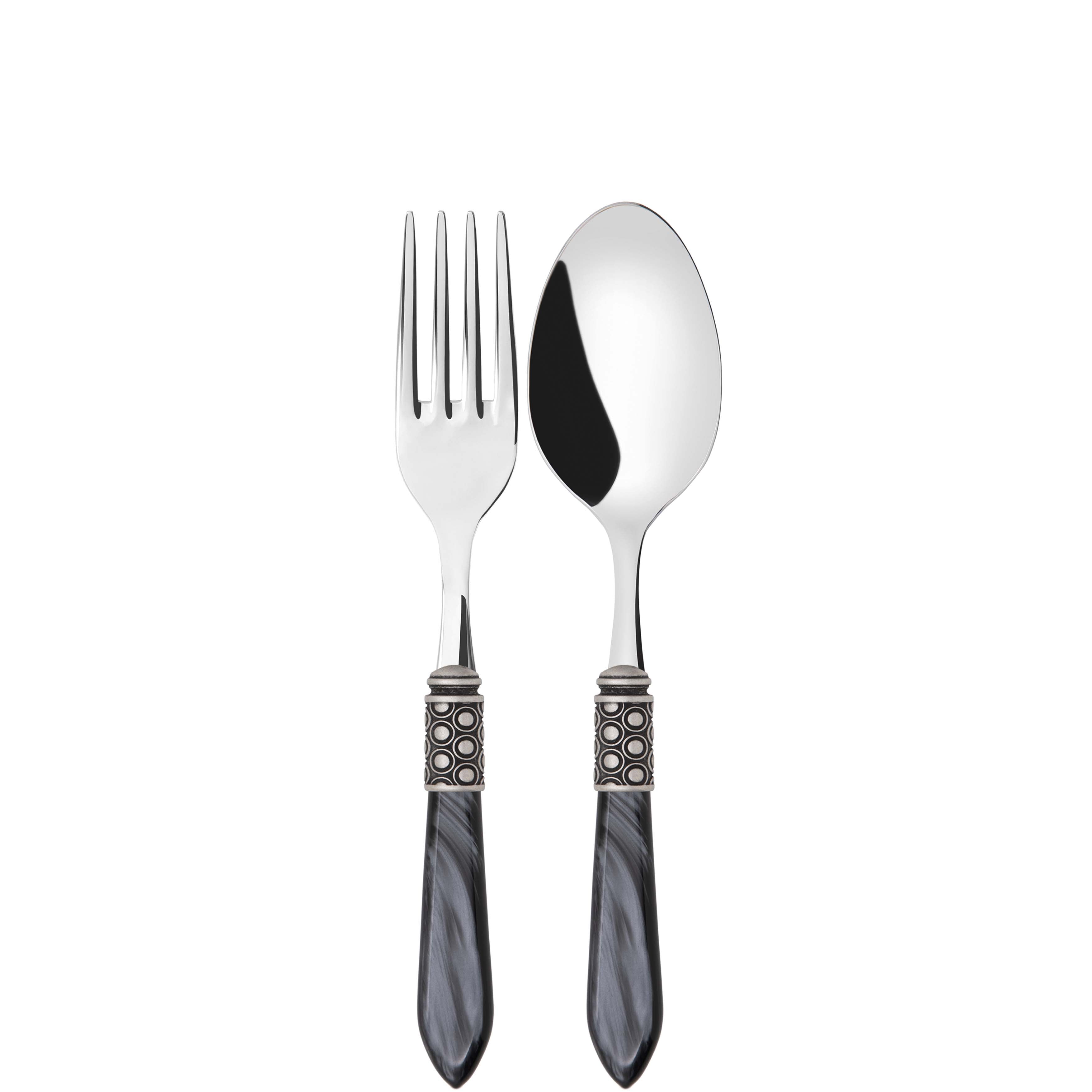 Optical Antique 2 Piece Serving Set - Charcoal