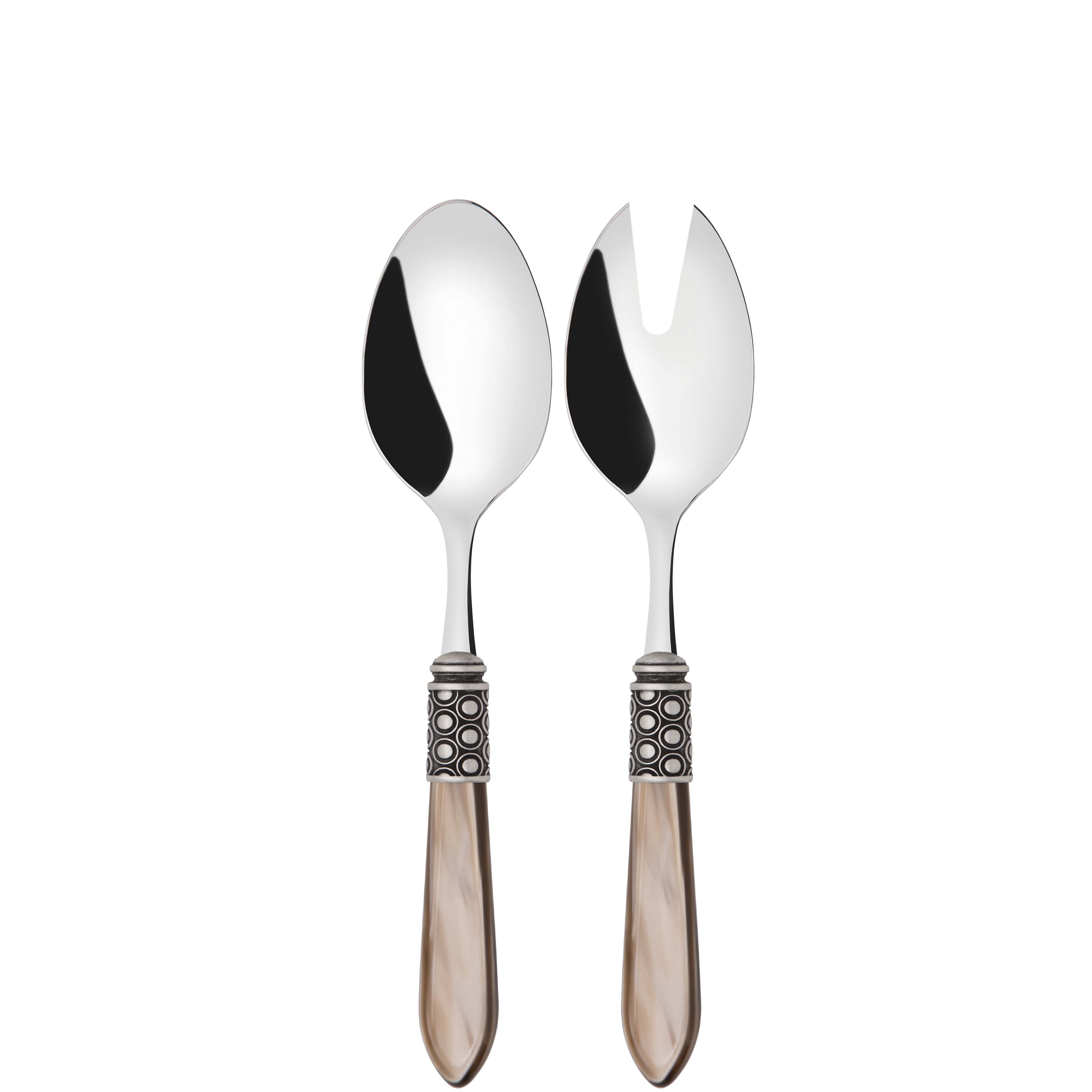 Optical Antique 2 Piece Salad Servers - Taupe