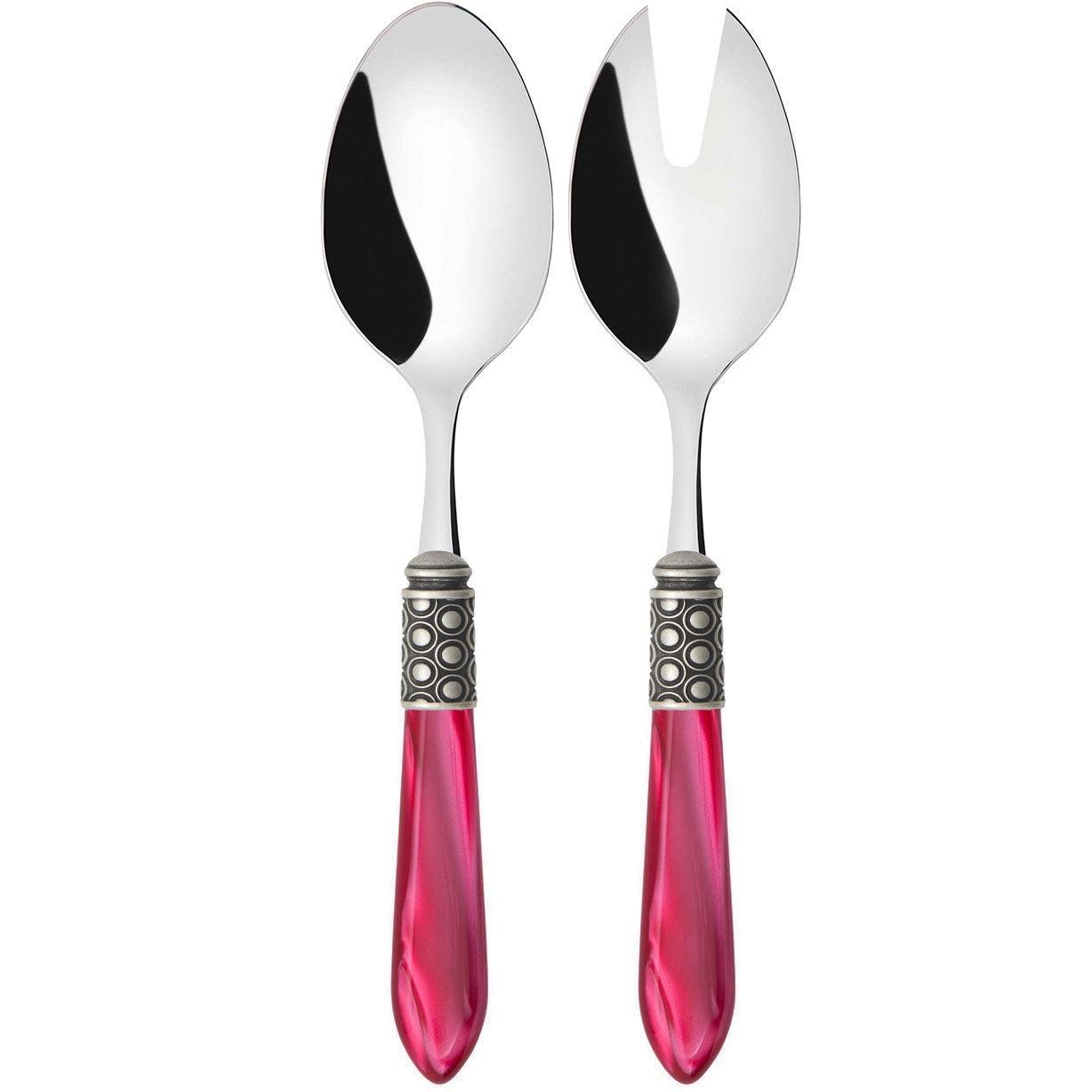 Optical Antique 2 Piece Salad Servers - Raspberry