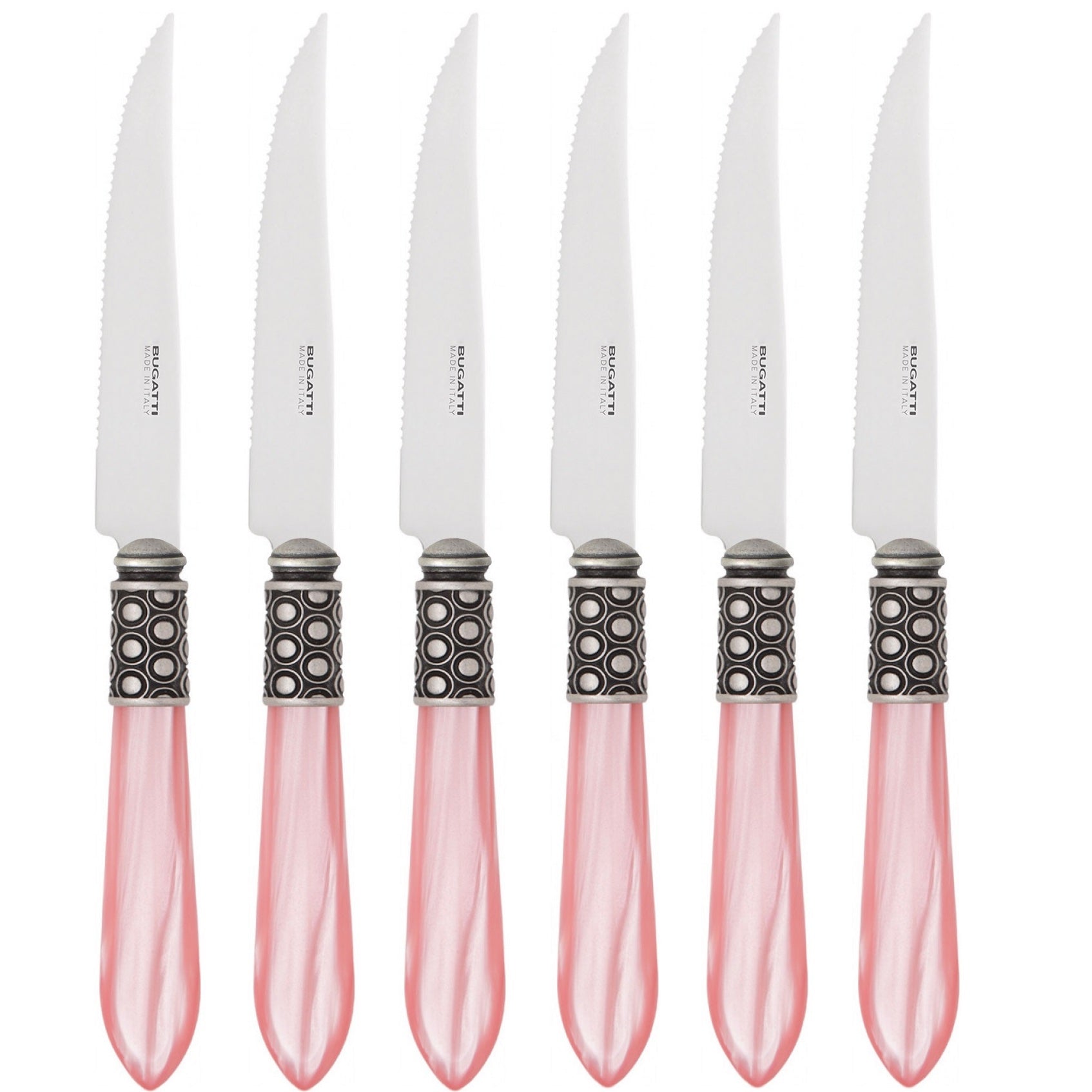Optical Antique 6 Piece Steak knife Set - pink-Casa Bugatti USA