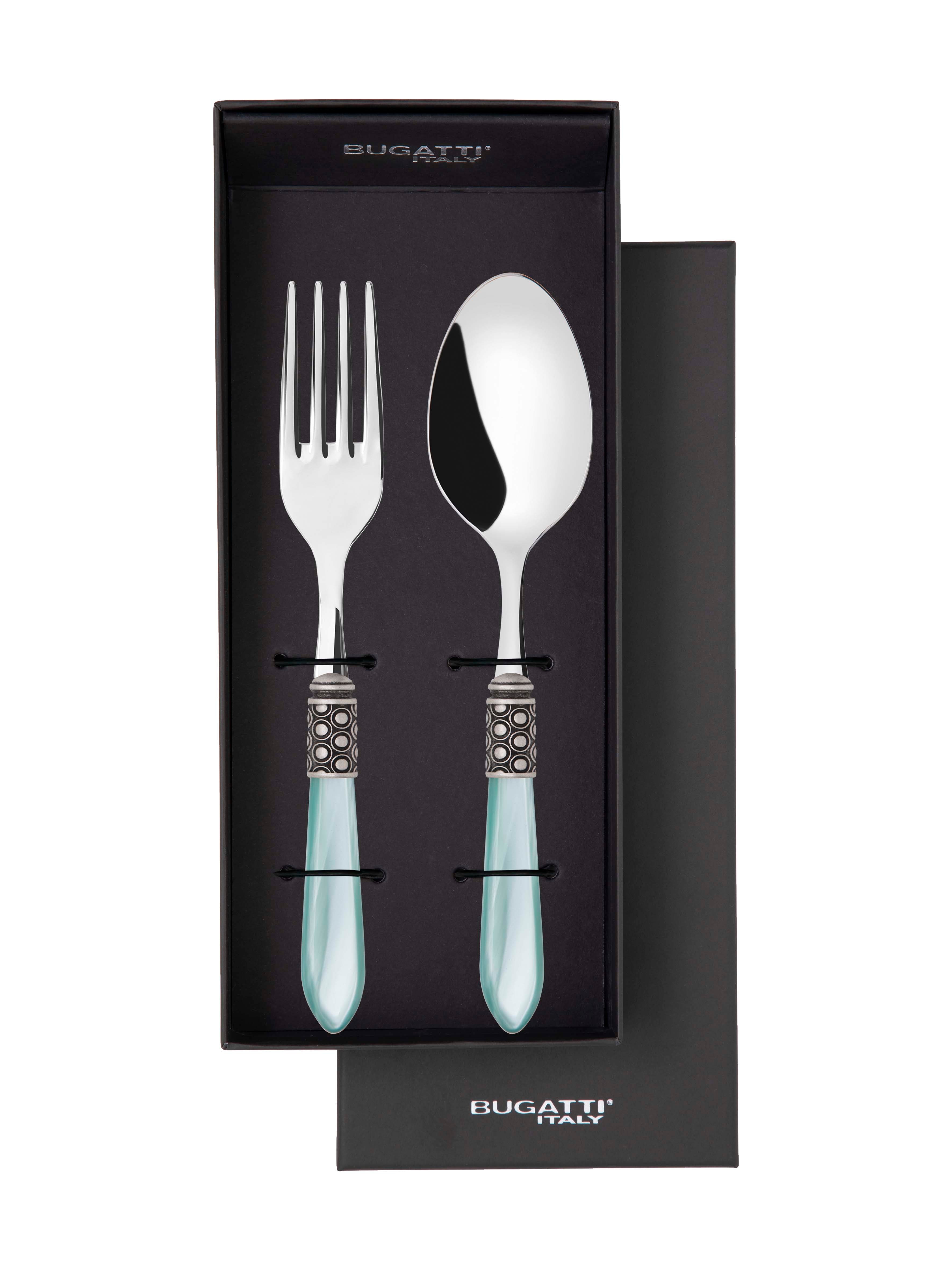 Optical Antique 2 Piece Serving Set - Aqua
